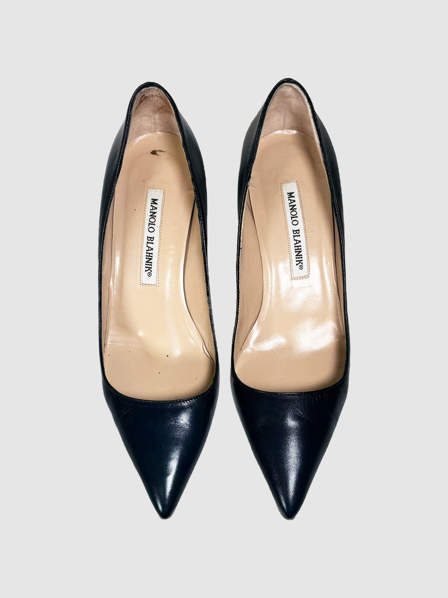 Manolo Blahnik Leather Kitten Heels - Size 37.5