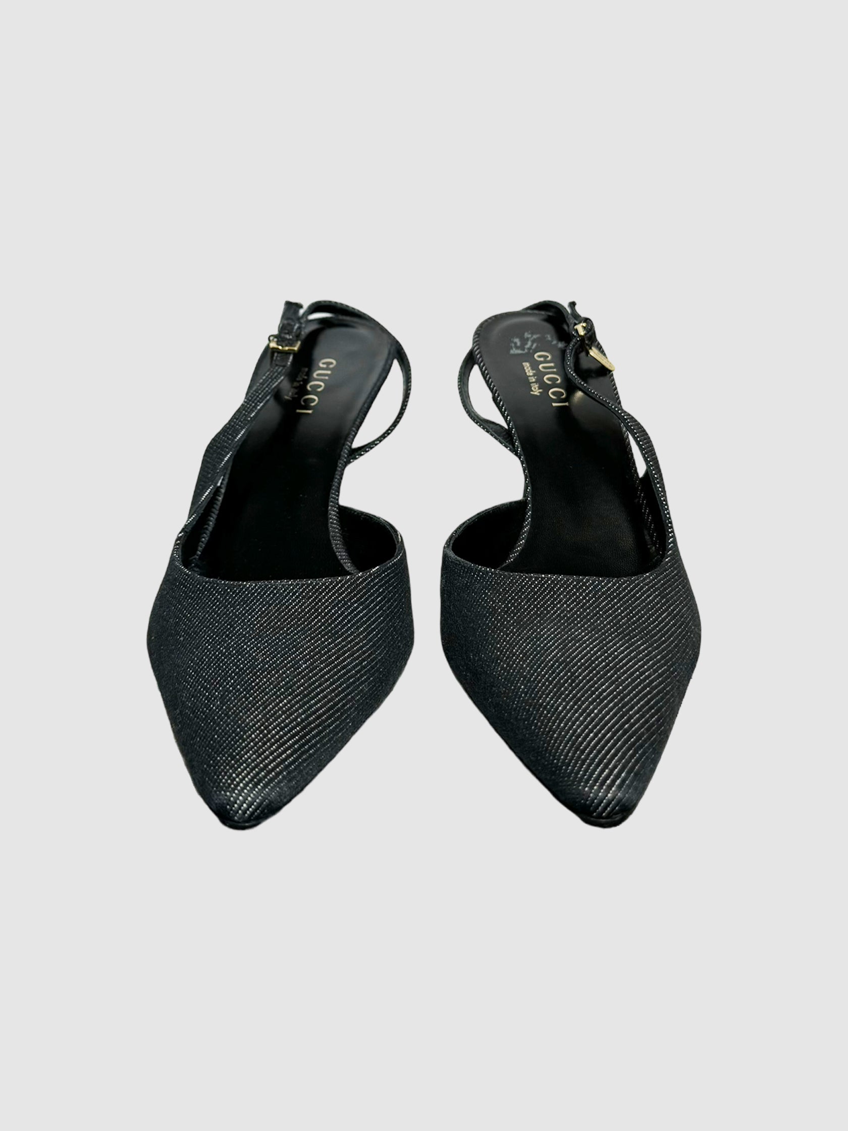 Denim Slingback Pumps - Size 10