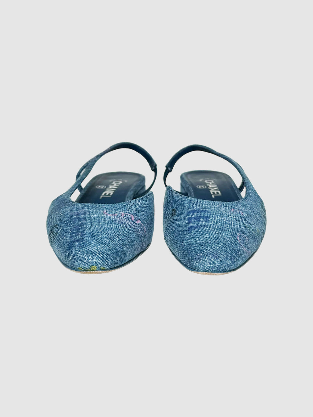 Denim Slingback Flats - Size 37