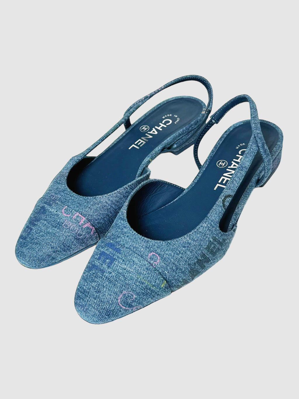Denim Slingback Flats - Size 37