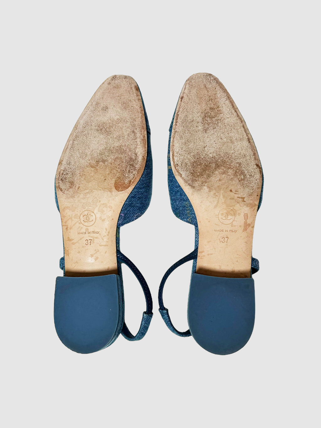 Denim Slingback Flats - Size 37