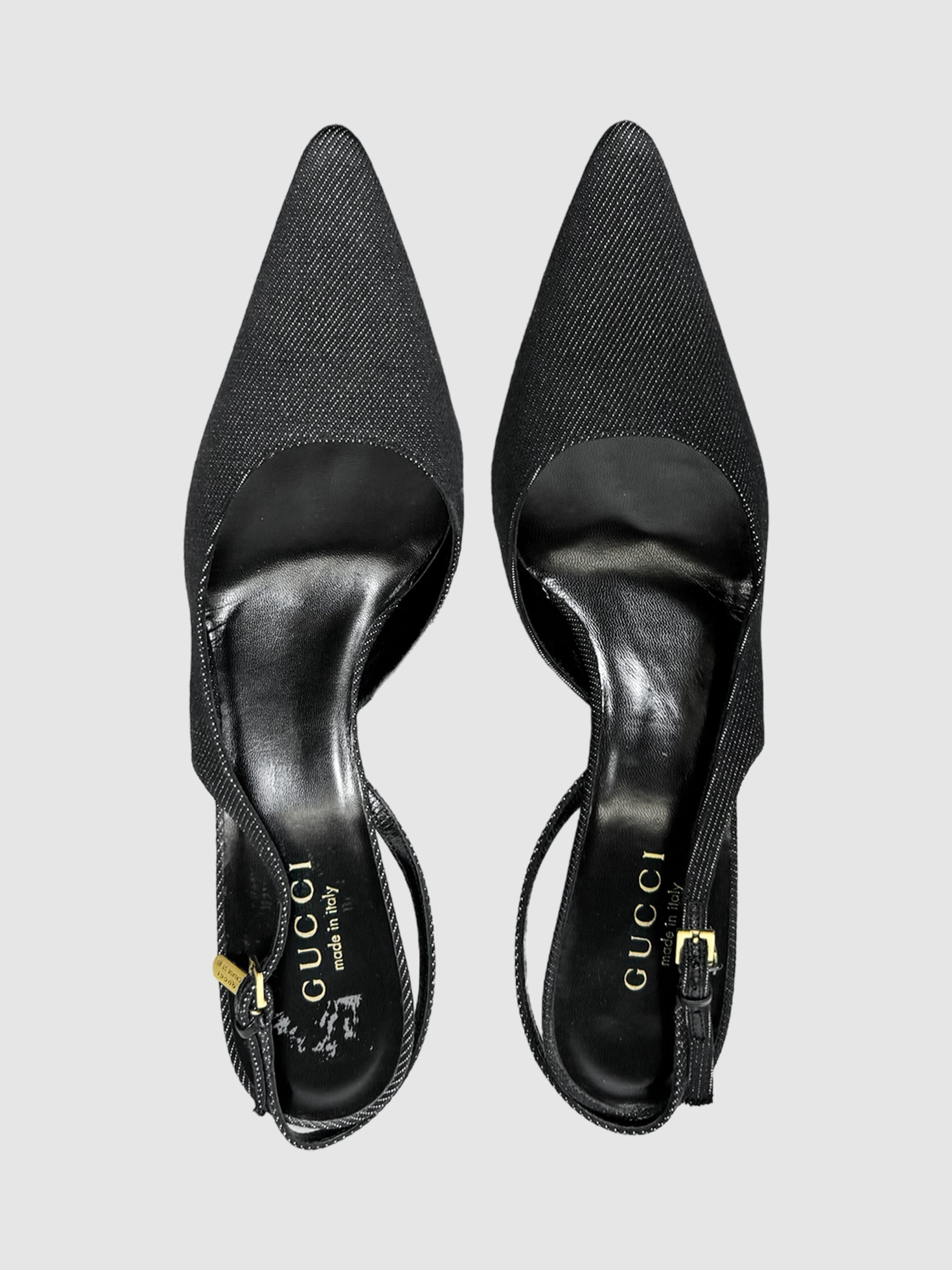 Denim Slingback Pumps - Size 10