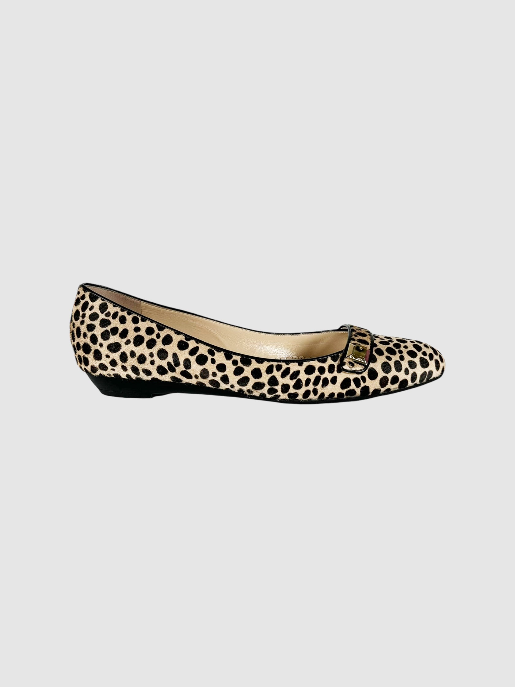 Leopard Print Pony Hair Flats - Size 41