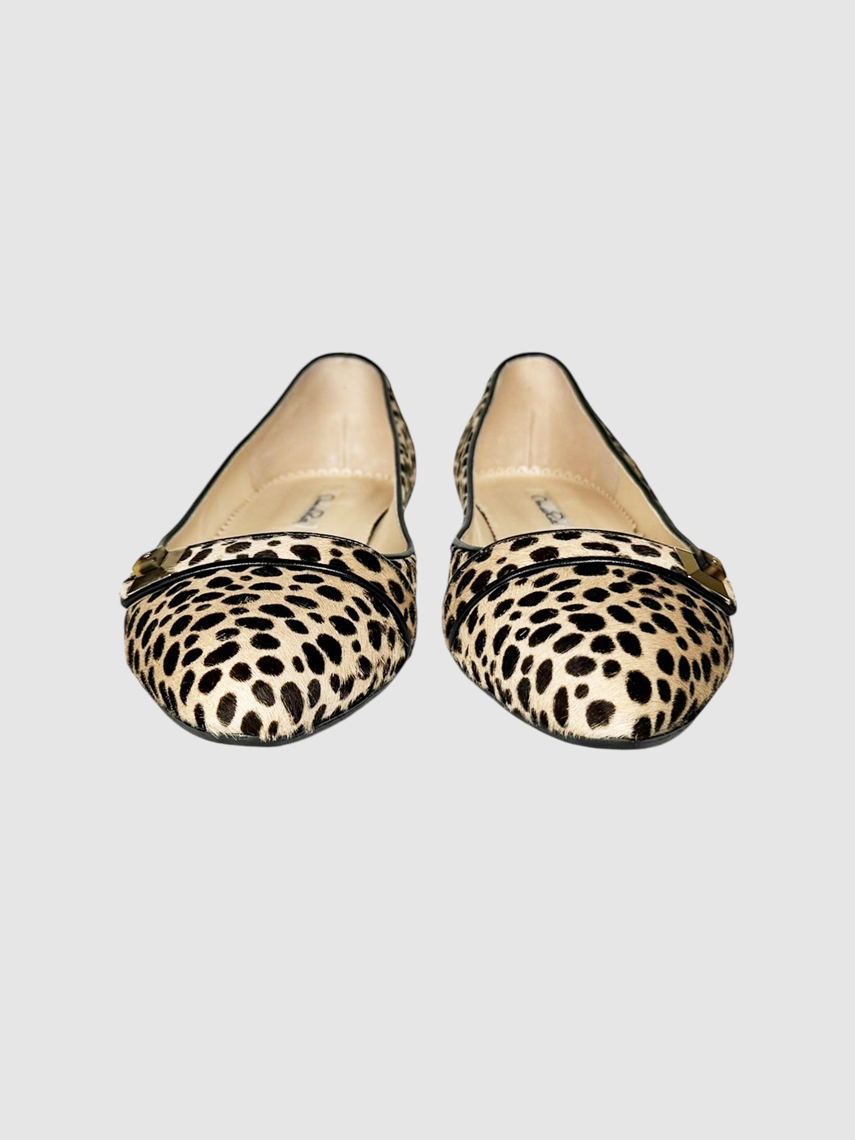 Leopard Print Pony Hair Flats - Size 41