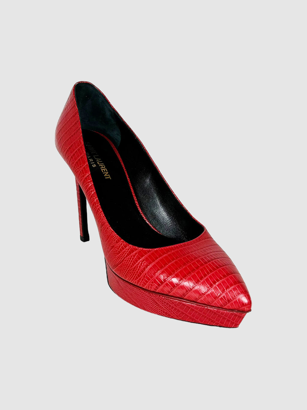Saint Laurent Janis Croc Embossed Leather Platform Pumps Size 39 Consignment Secondhand Designer Luxury Resale Toronto Trendy