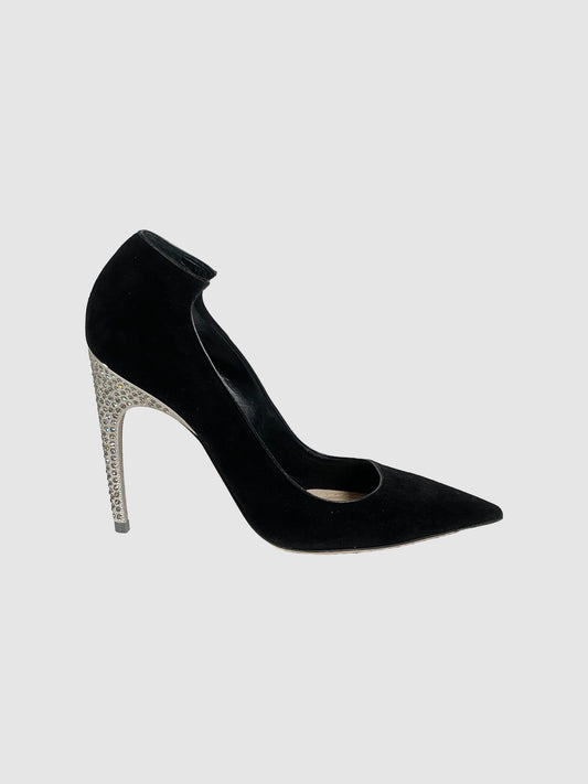 Christian Dior Suede Embellished Heel Pumps - Size 38