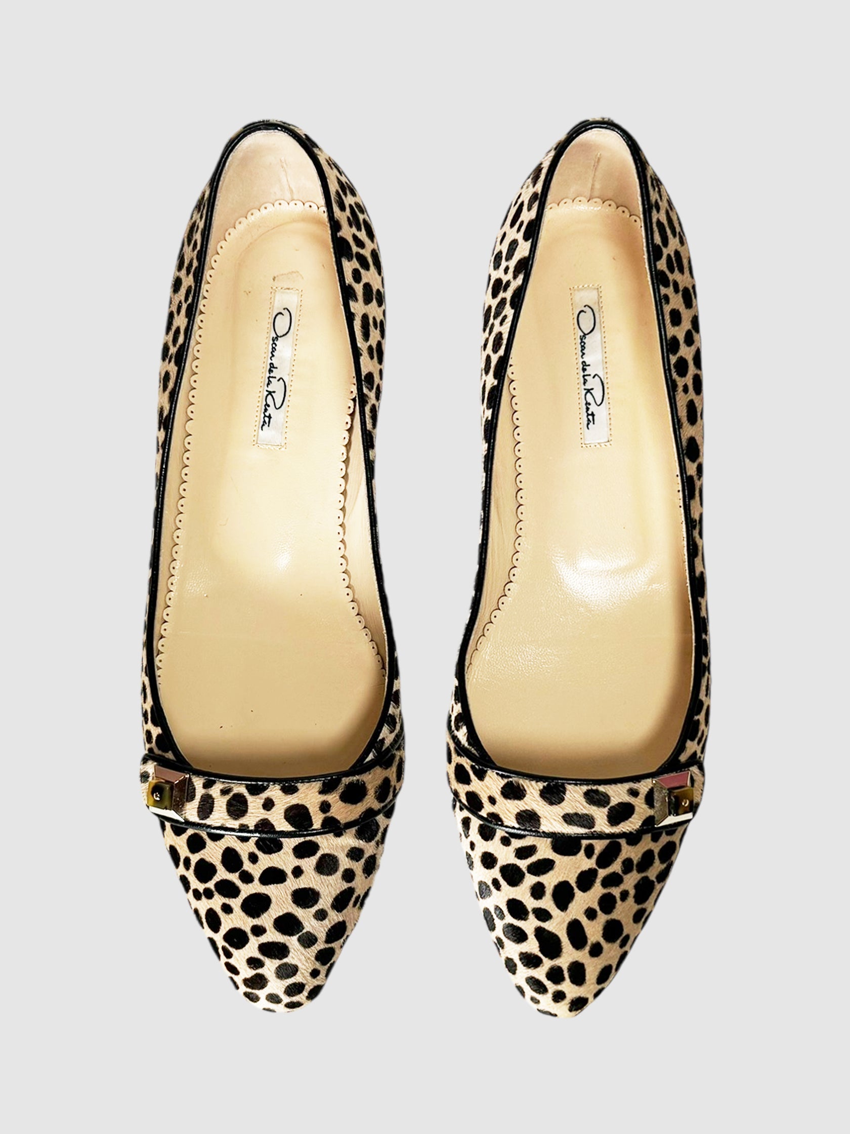 Leopard Print Pony Hair Flats - Size 41