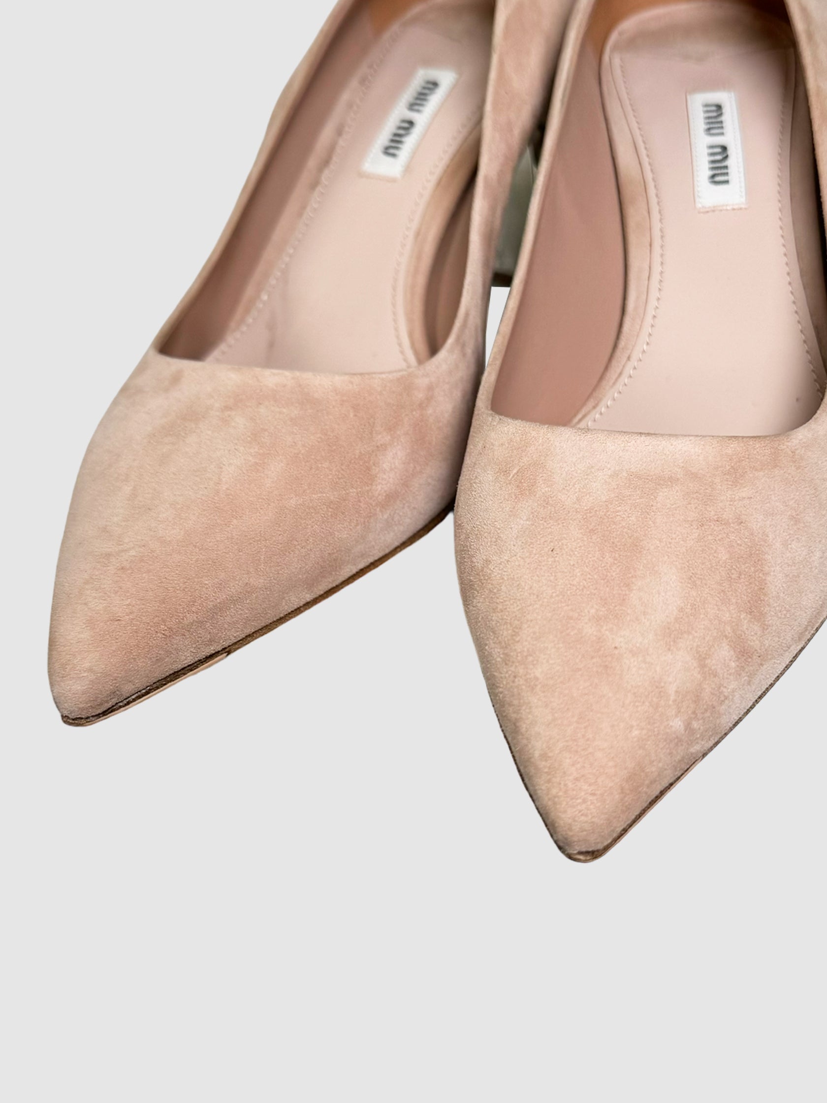 Suede Crystal Embellishment Pumps - Size 39