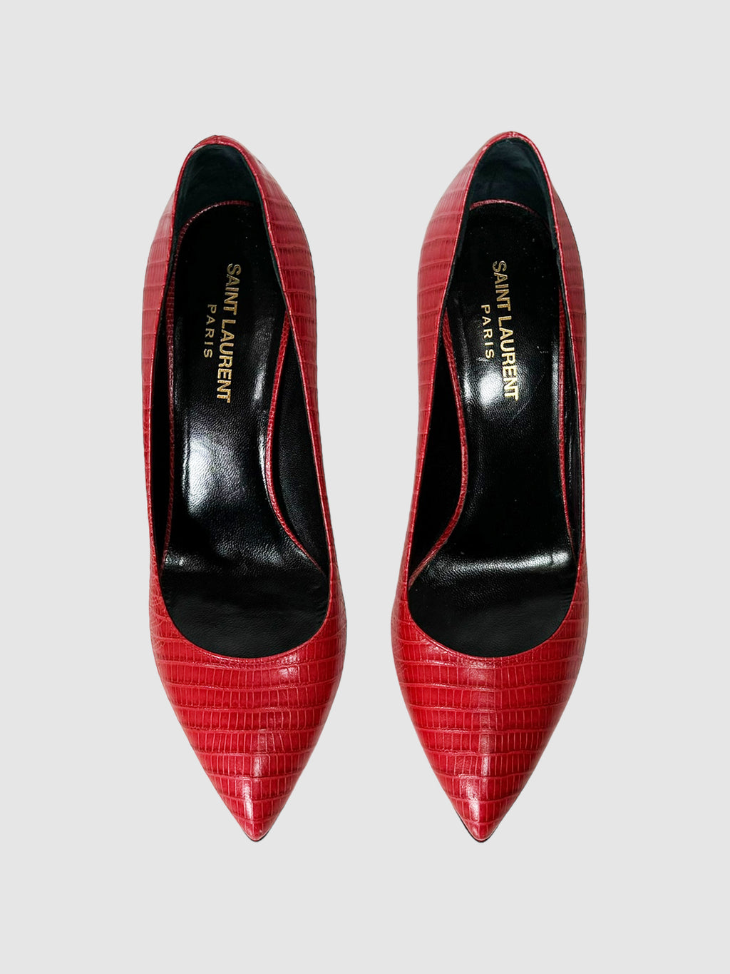 Saint Laurent Janis Croc Embossed Leather Platform Pumps Size 39 Consignment Secondhand Designer Luxury Resale Toronto Trendy