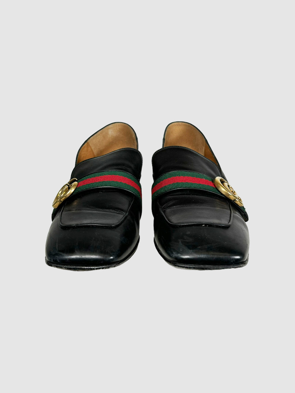 Double G Leather Loafers with Stripes - Size 42