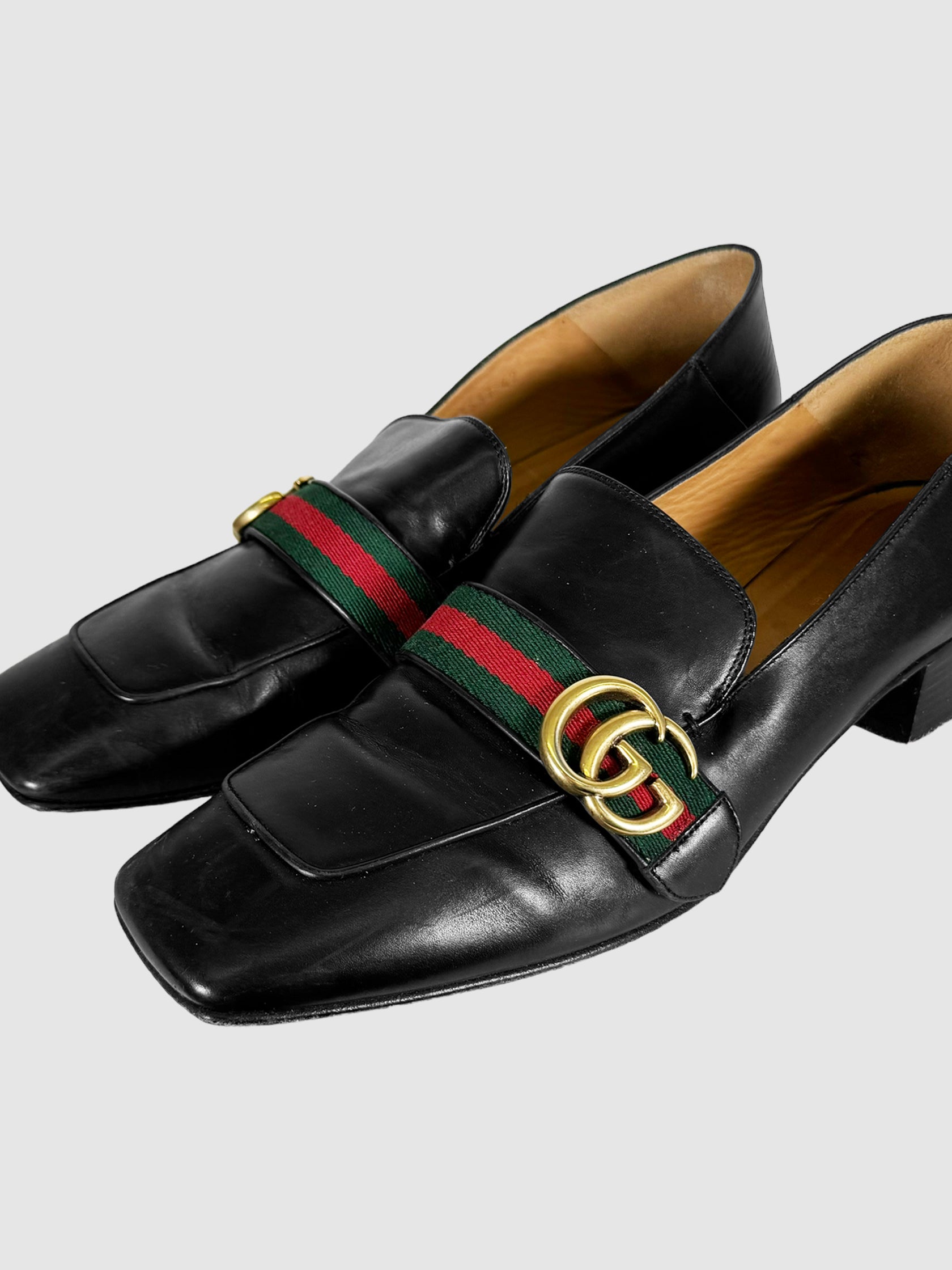 Double G Leather Loafers with Stripes - Size 42
