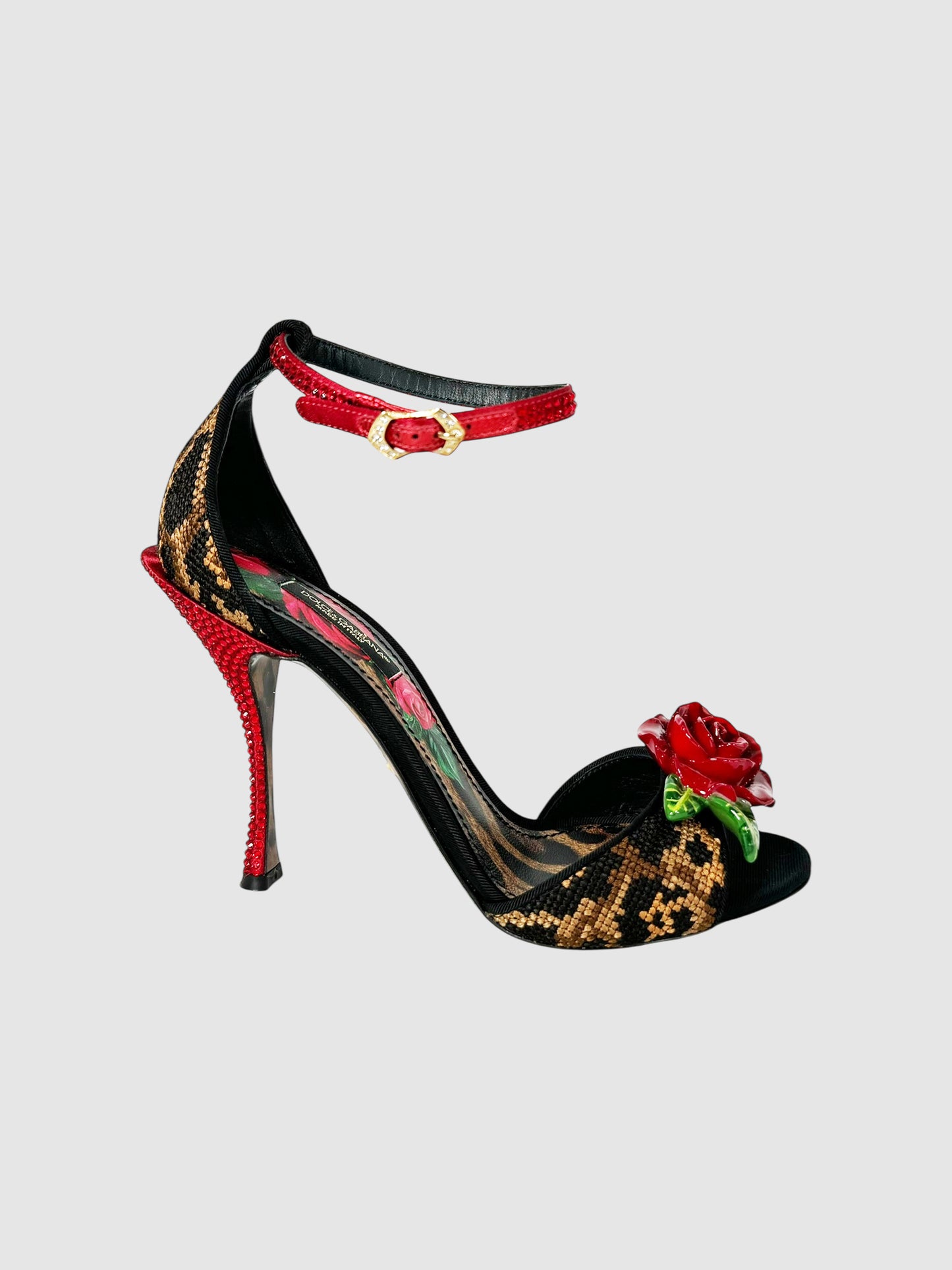 Leopard and Rose Leather Heels - Size 36