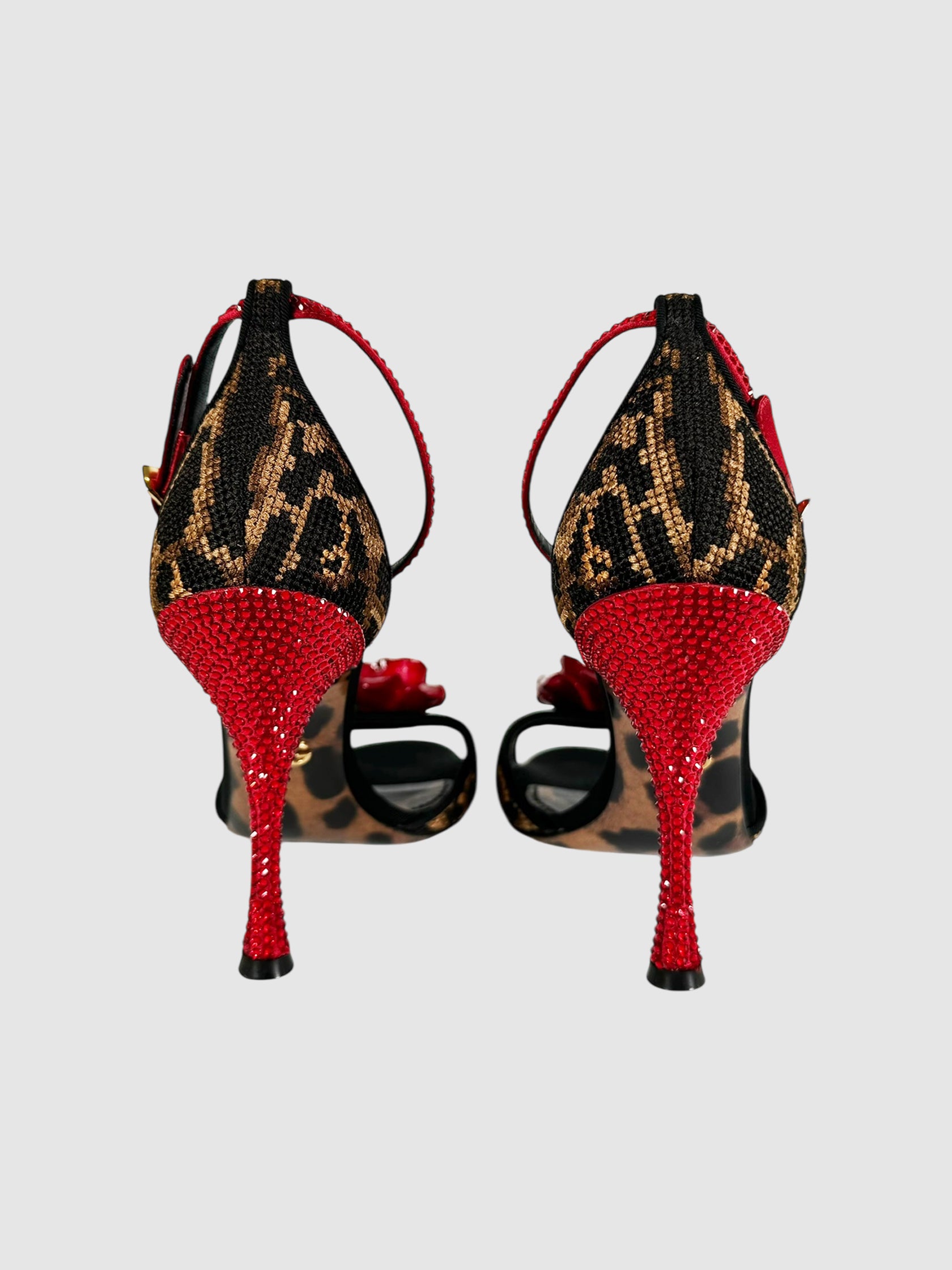 Leopard and Rose Leather Heels - Size 36