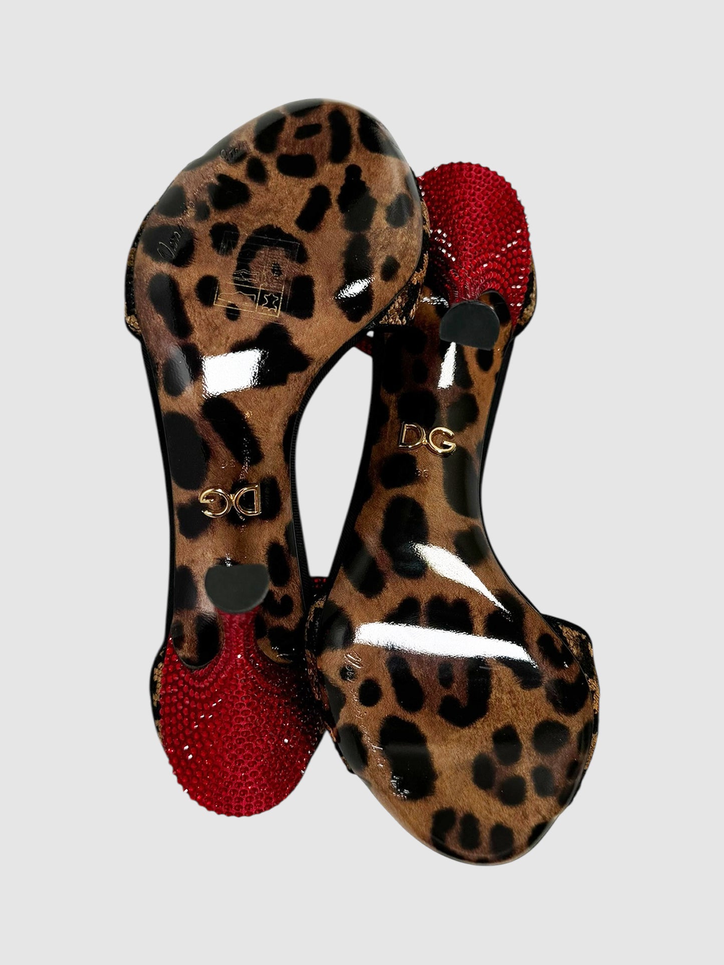 Leopard and Rose Leather Heels - Size 36