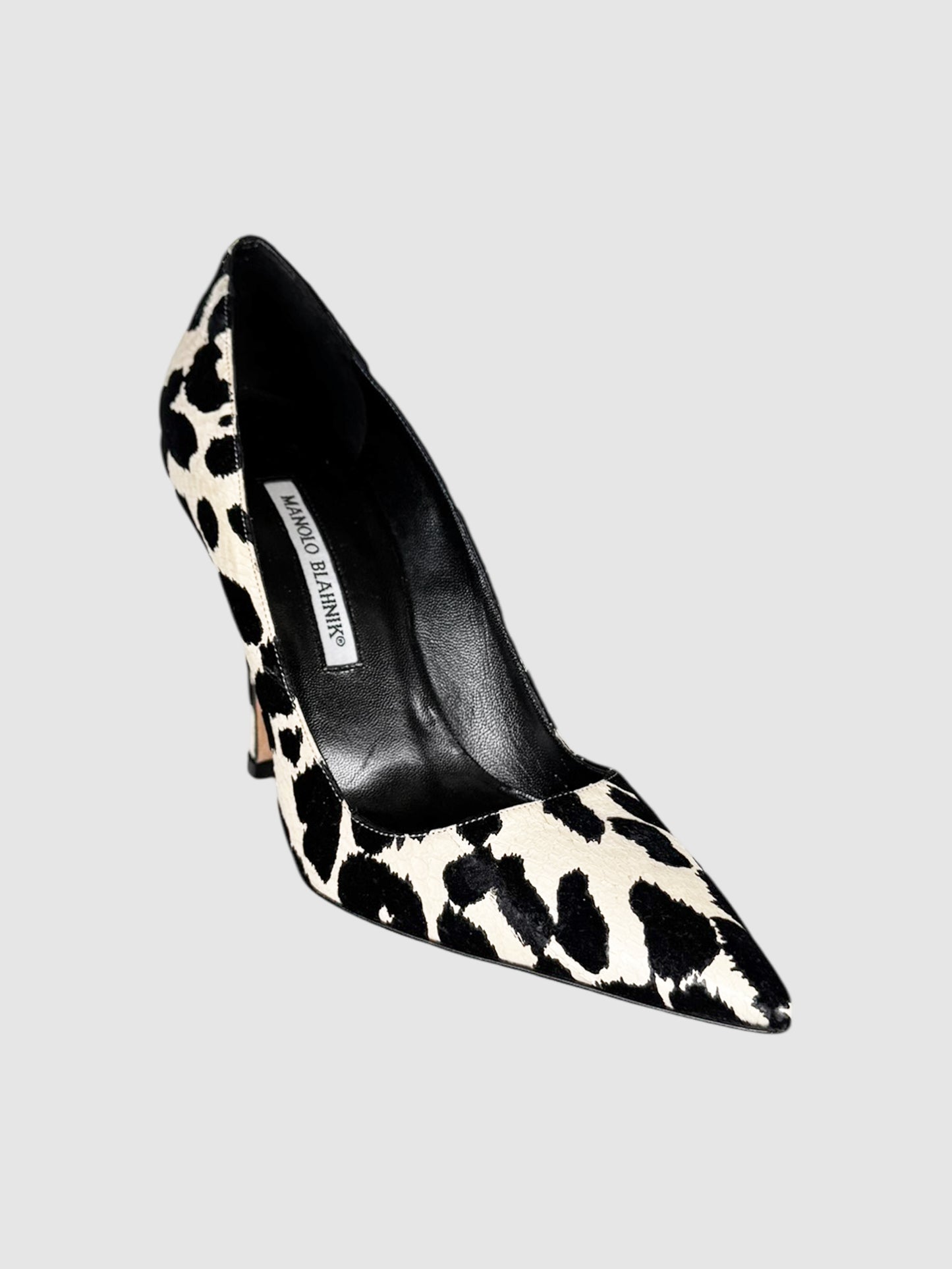 Reptile Embossed Printed Velvet Pumps - Size 38