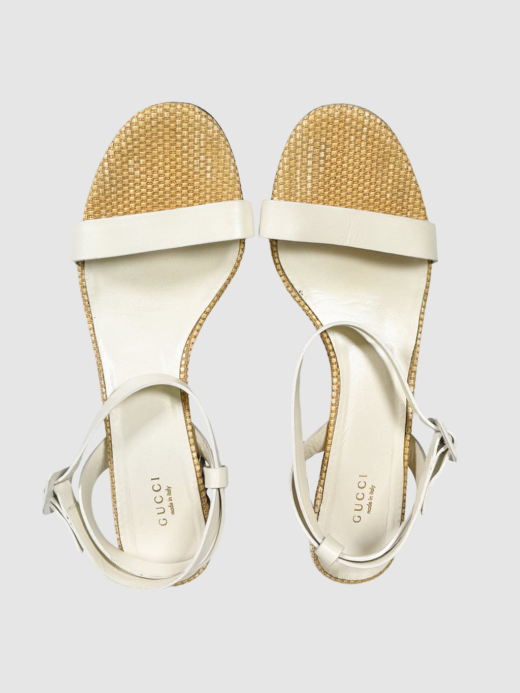 Leather Ankle Strap Sandals - Size 42