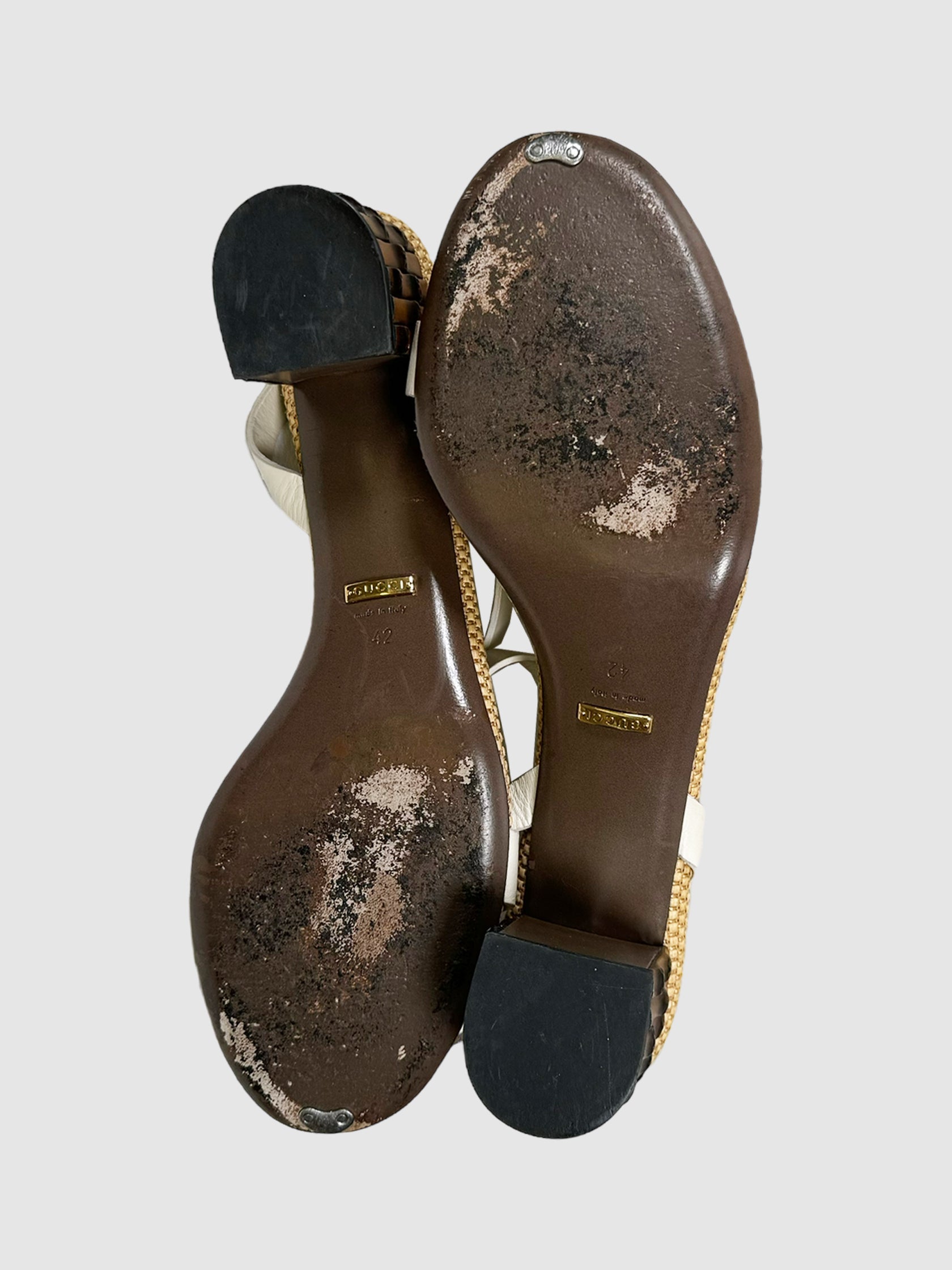 Leather Ankle Strap Sandals - Size 42