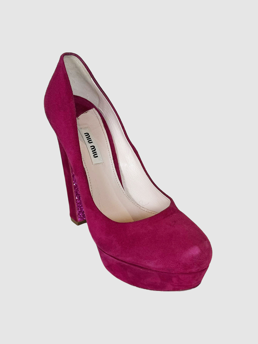 Glitter Heel Suede Pumps - Size 38.5
