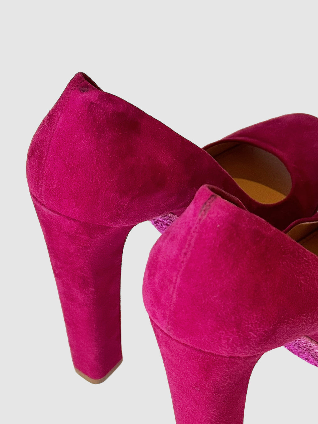 Glitter Heel Suede Pumps - Size 38.5