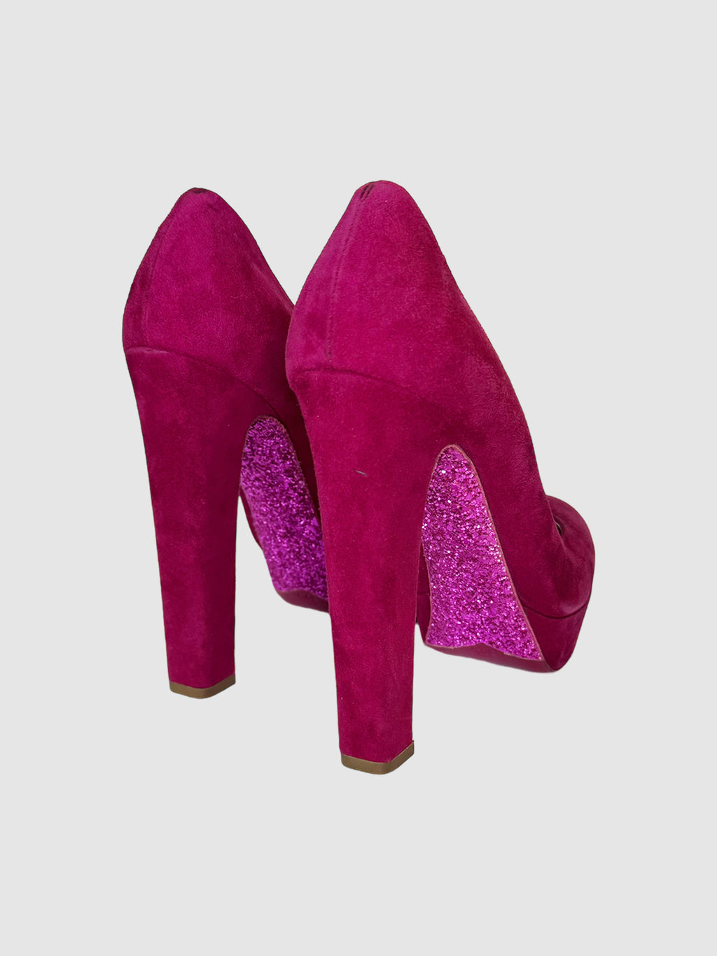 Glitter Heel Suede Pumps - Size 38.5