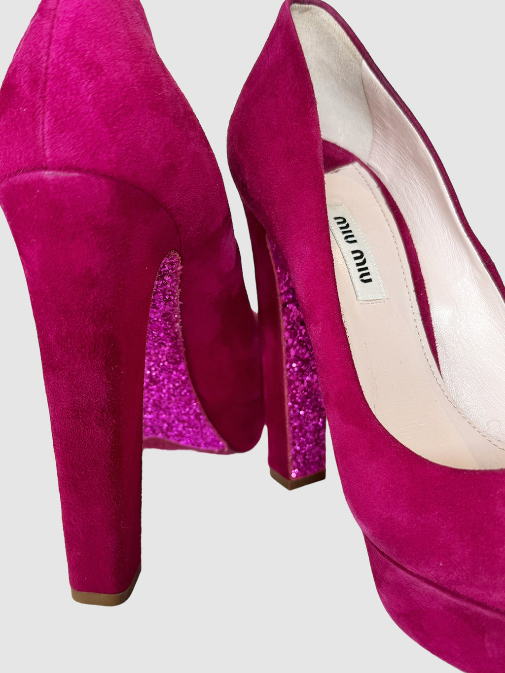 Glitter Heel Suede Pumps - Size 38.5