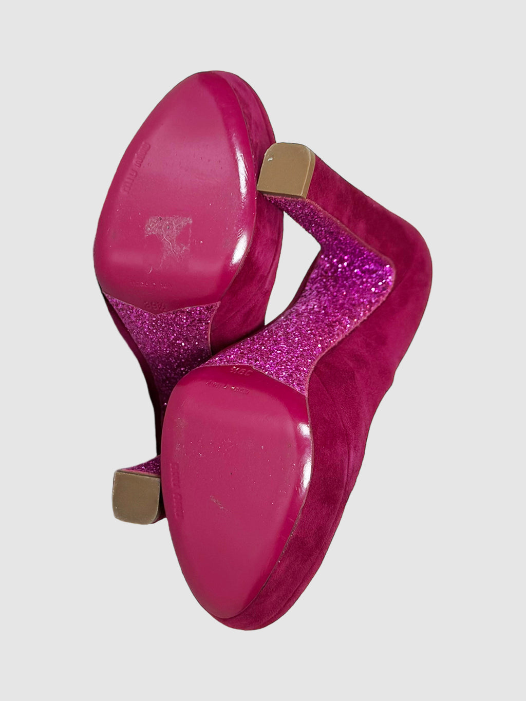 Glitter Heel Suede Pumps - Size 38.5