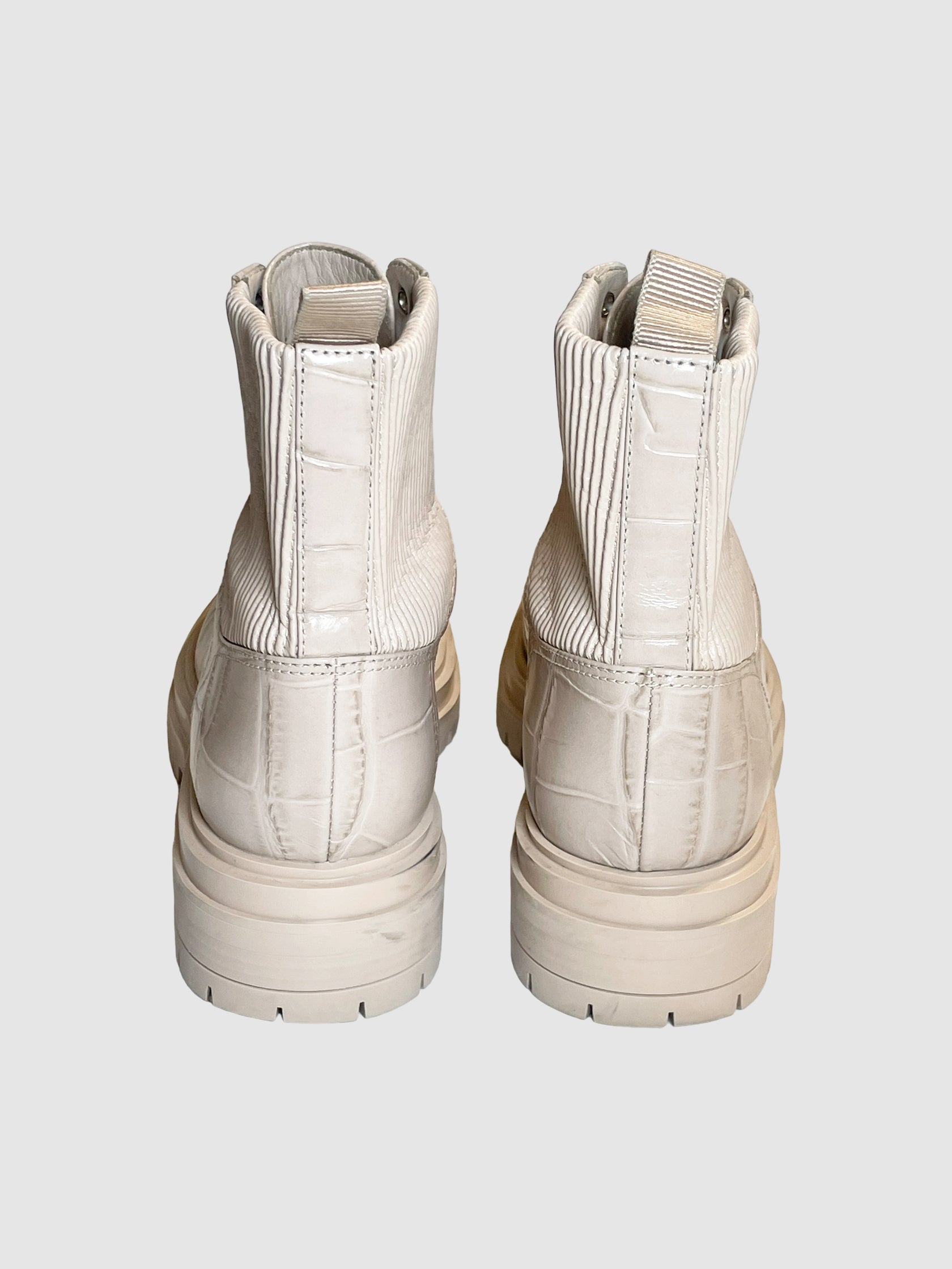 Croc Embossed Combat Boots - Size 37