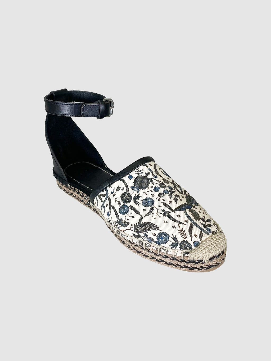 Leather Floral Print Espadrilles - Size 38