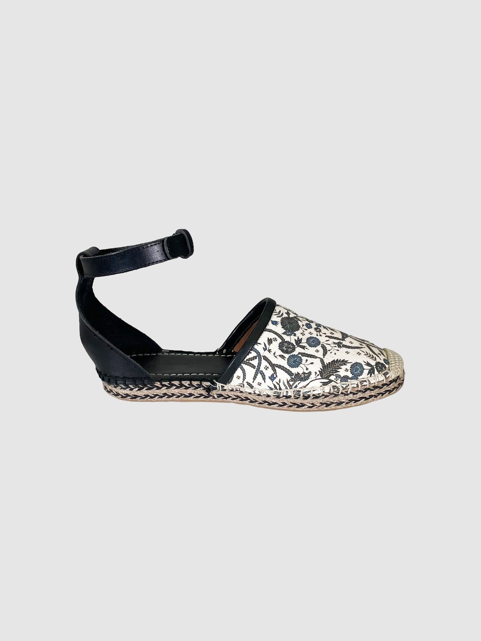 Leather Floral Print Espadrilles - Size 38