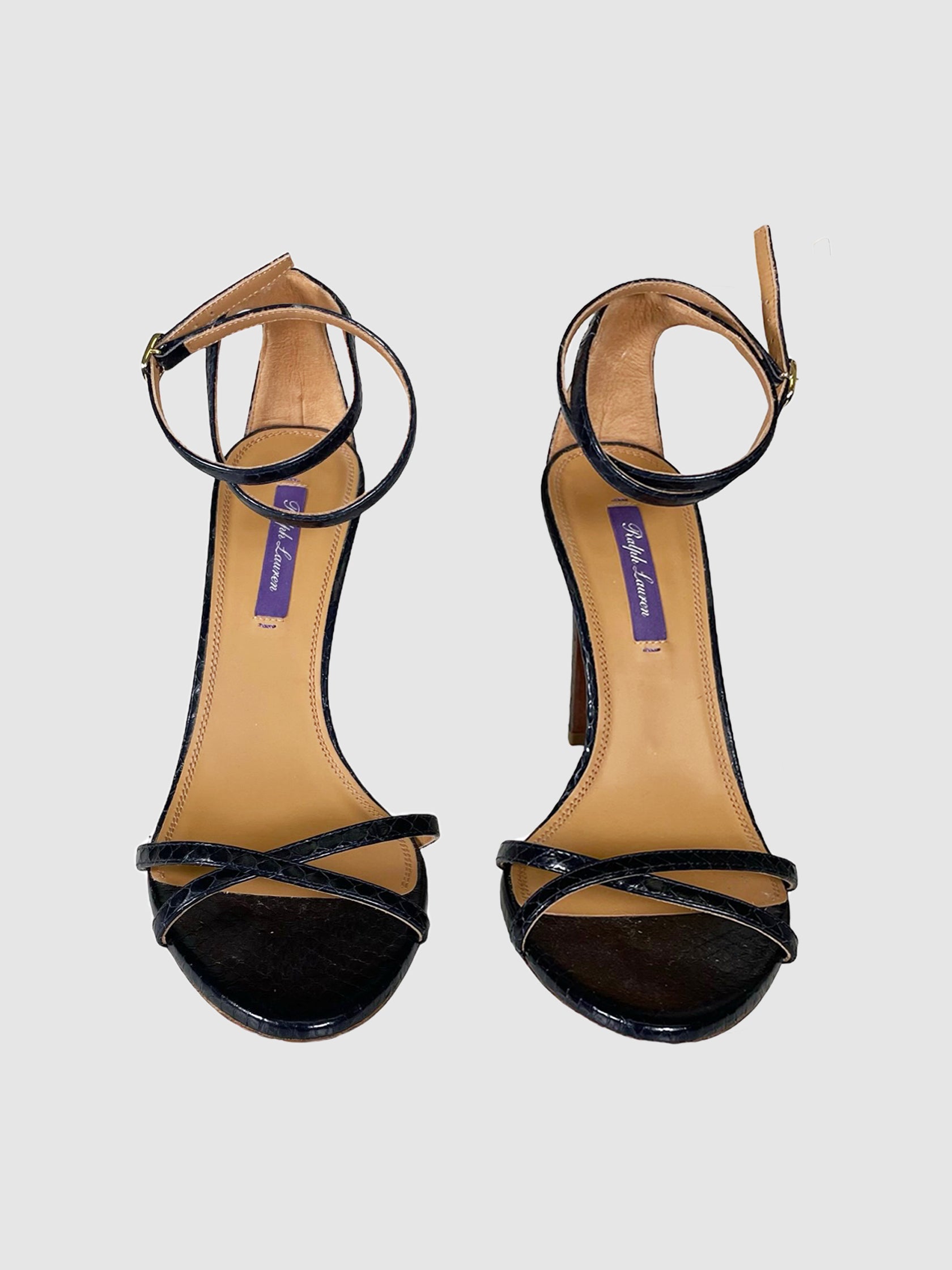 Croc Embossed Strappy Heels - Size 39.5