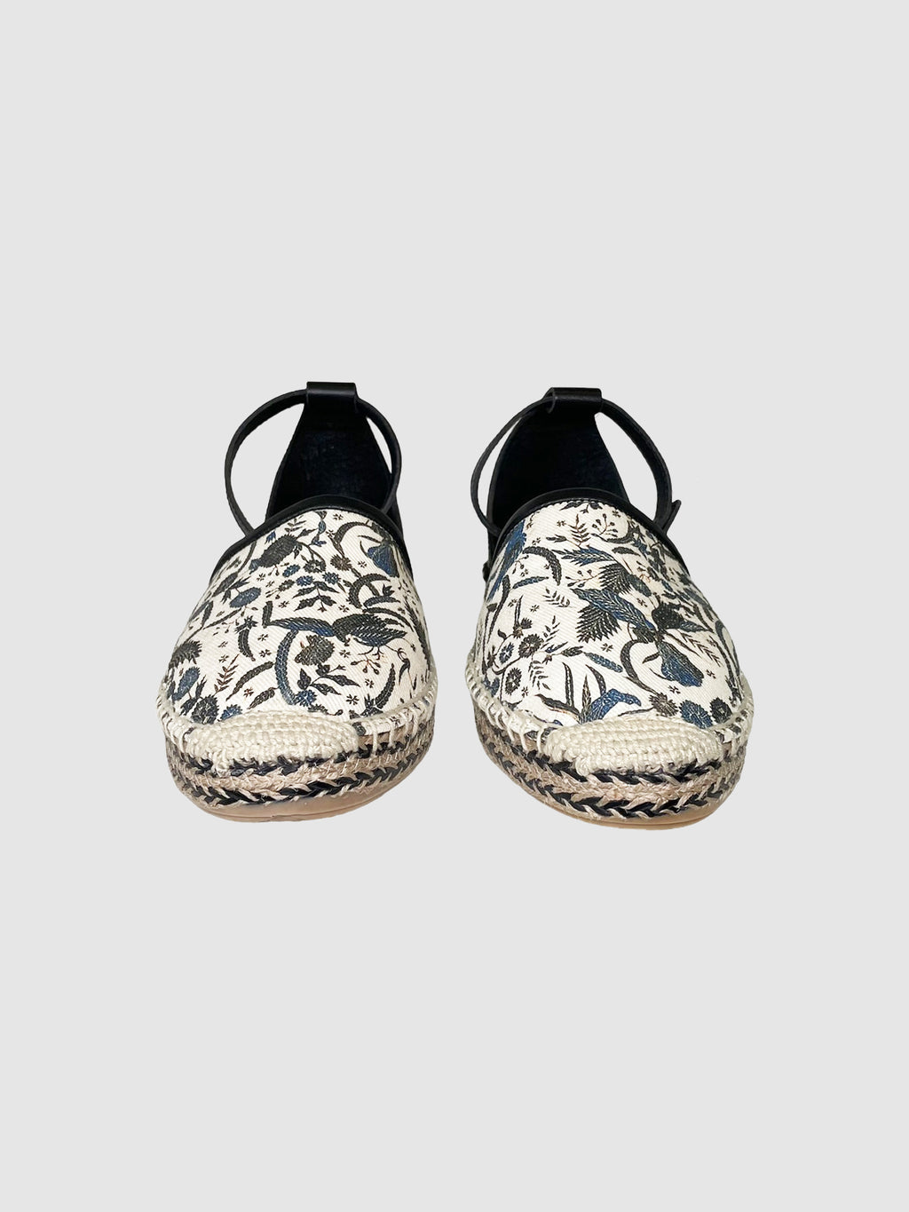 Leather Floral Print Espadrilles - Size 38