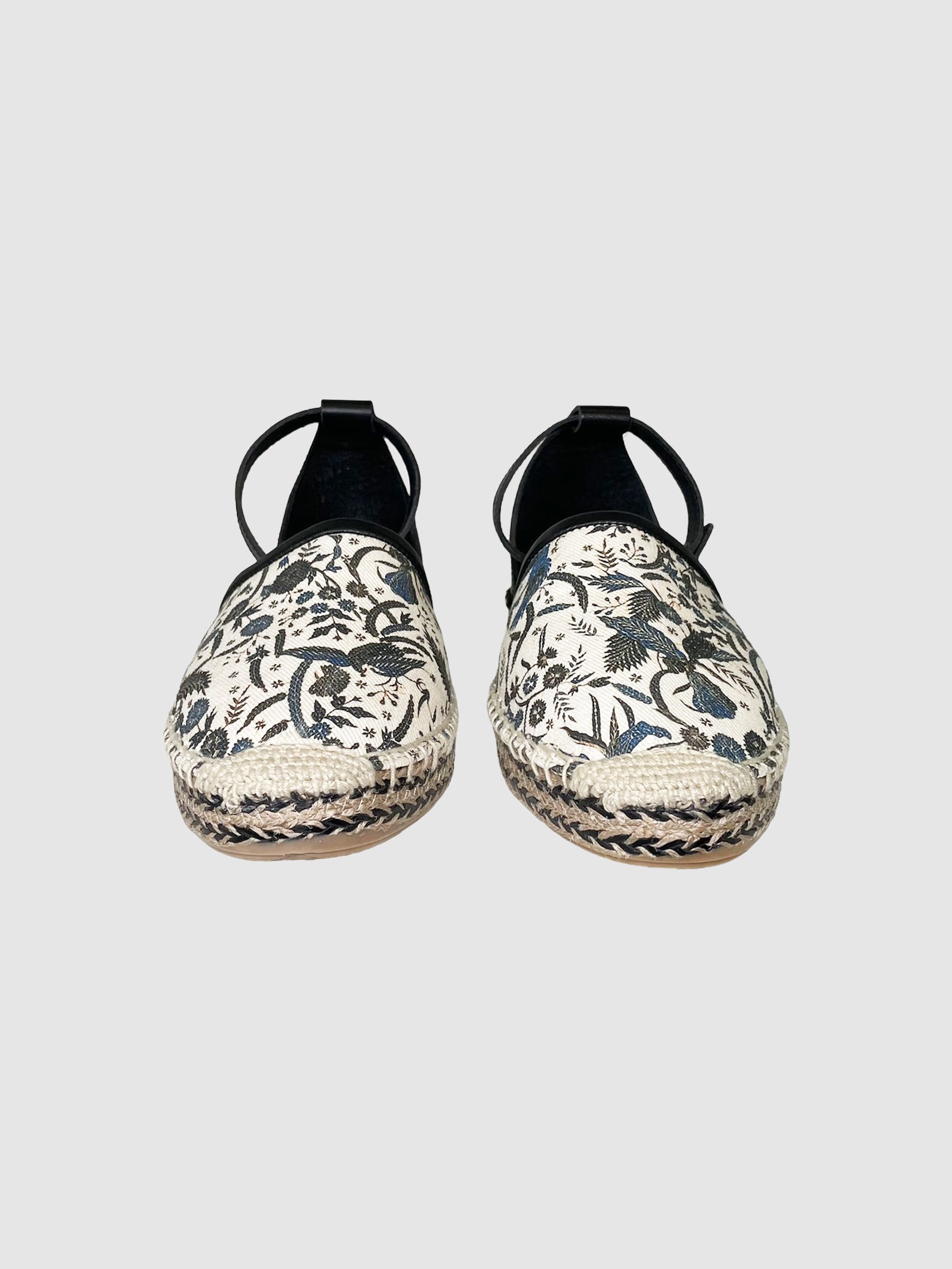 Leather Floral Print Espadrilles - Size 38