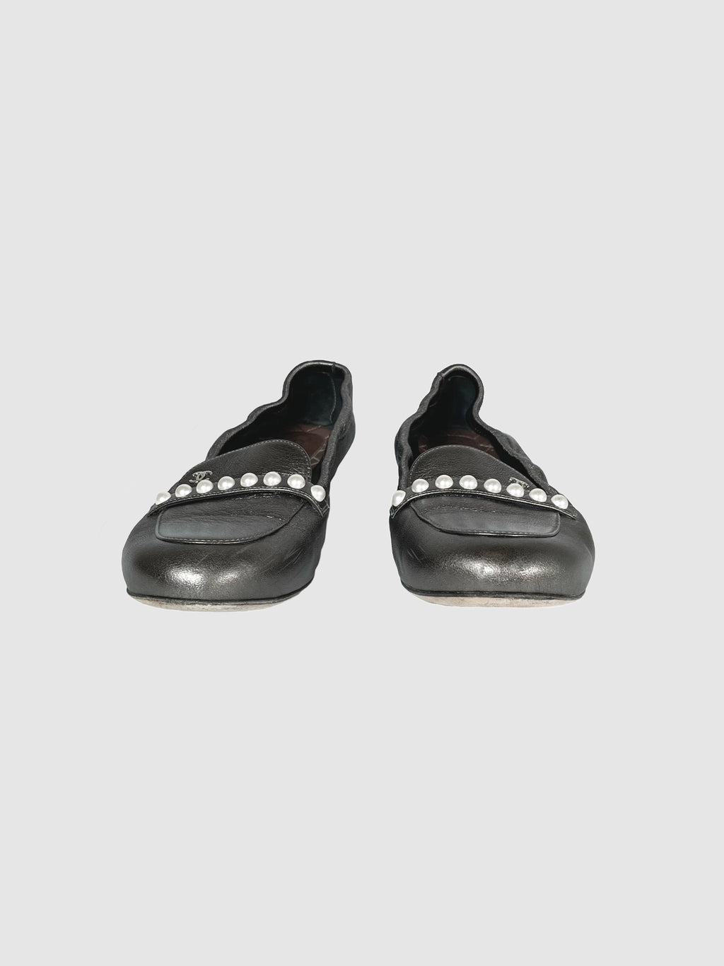 Scrunchie Loafers with Pearl Design - Size 38