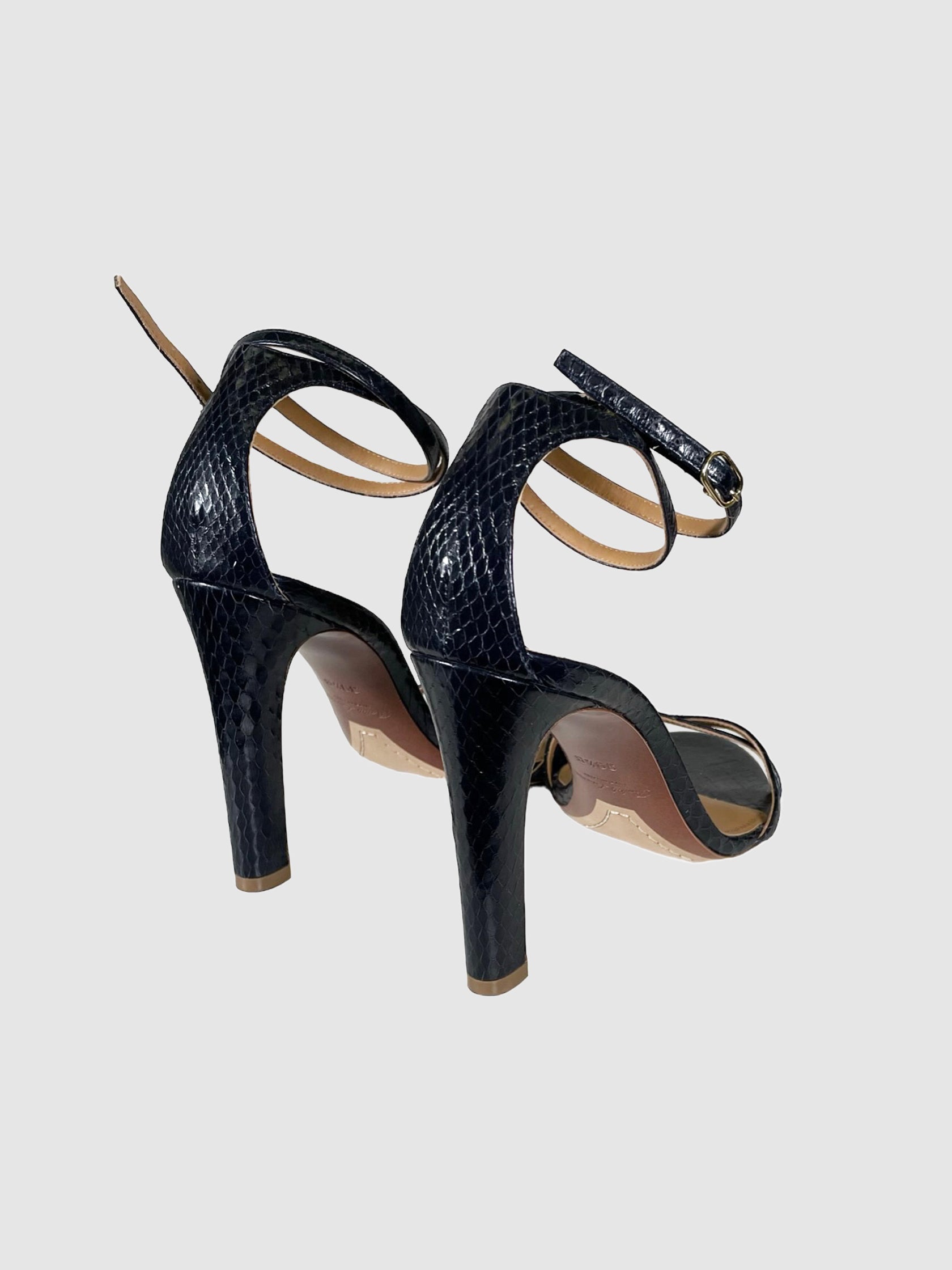 Croc Embossed Strappy Heels - Size 39.5