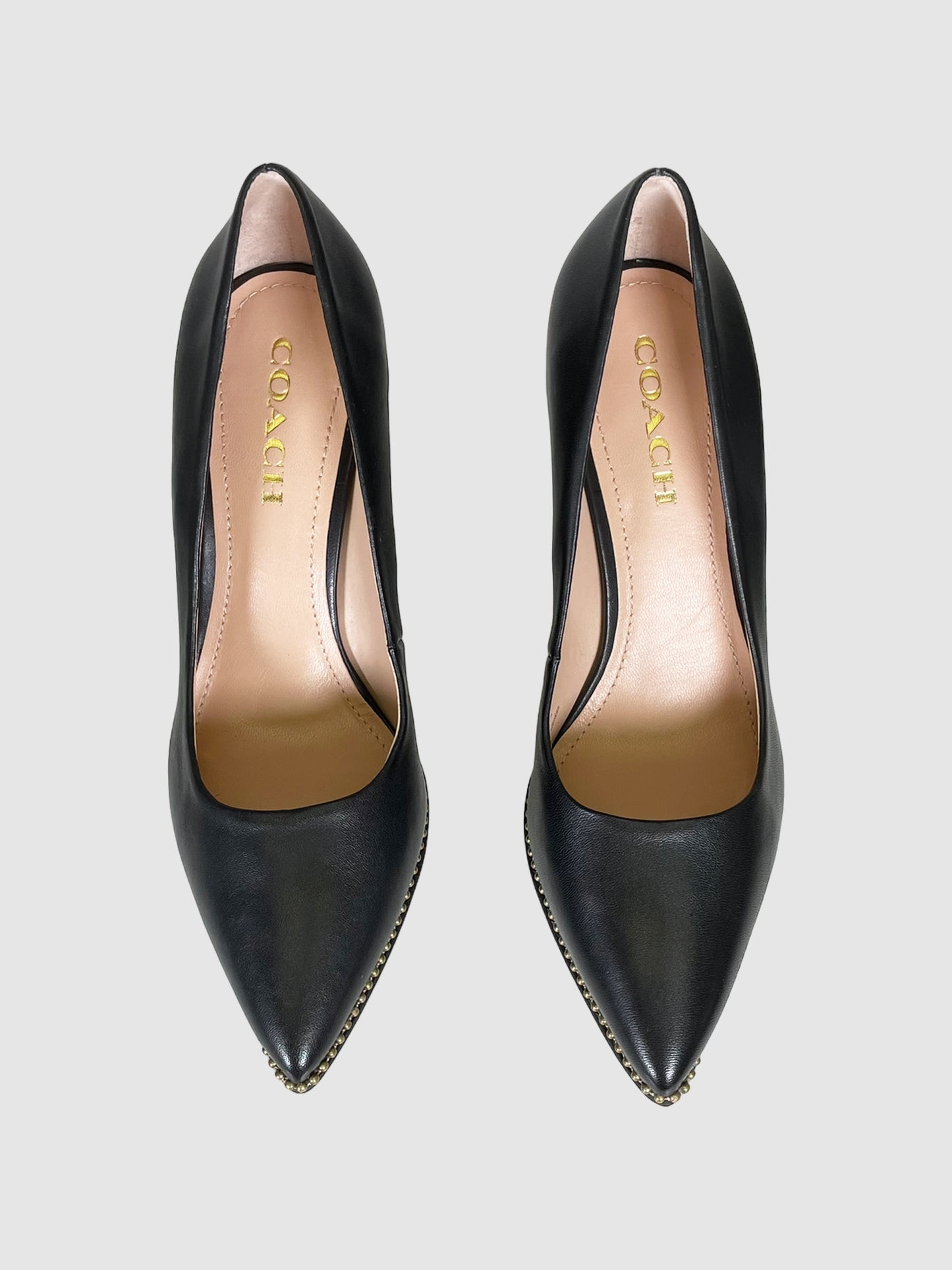 Pointed Toe Leather Pumps - Size 8.5