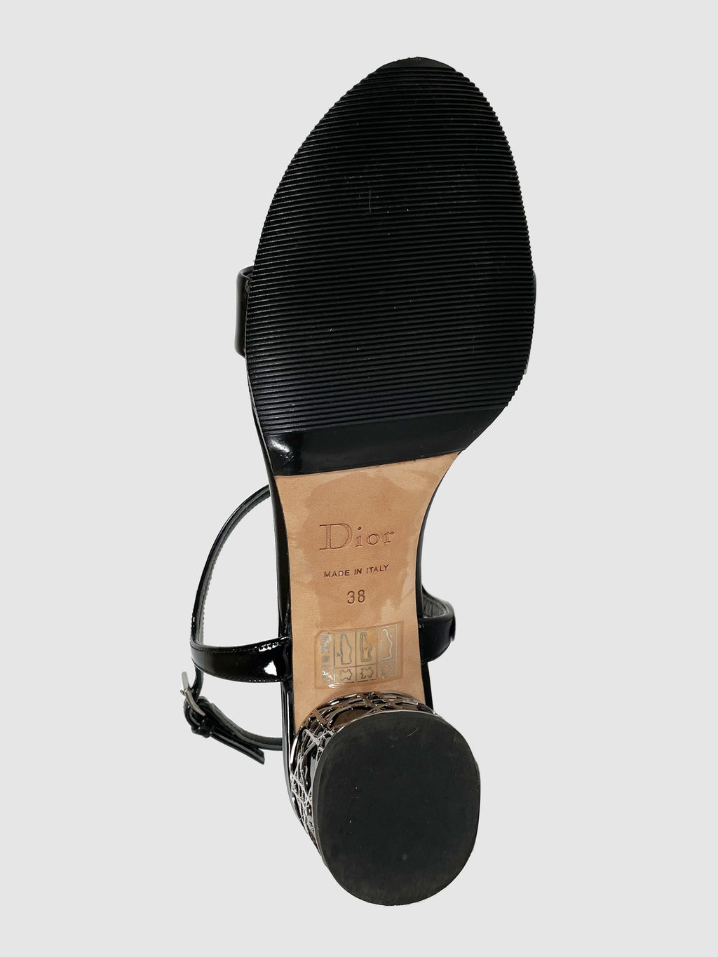 Patent Leather Block Heel Sandals - Size 8