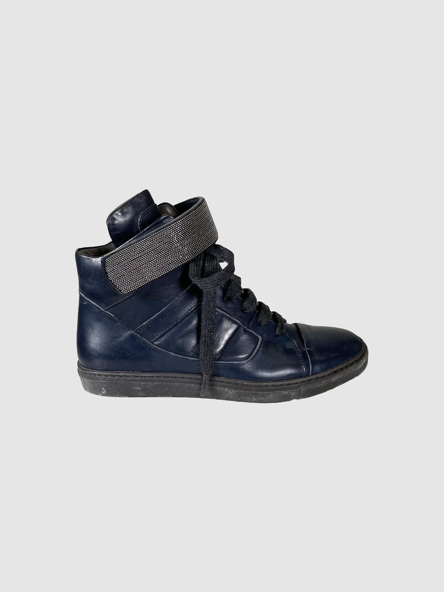 High Top Leather Sneakers - Size 36.5