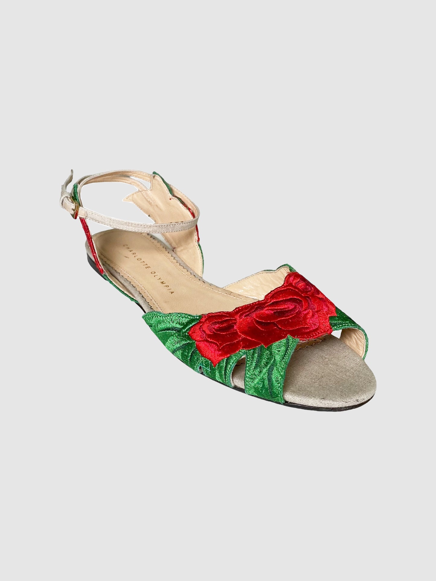 Floral Embroidered Sandals - Size 38.5