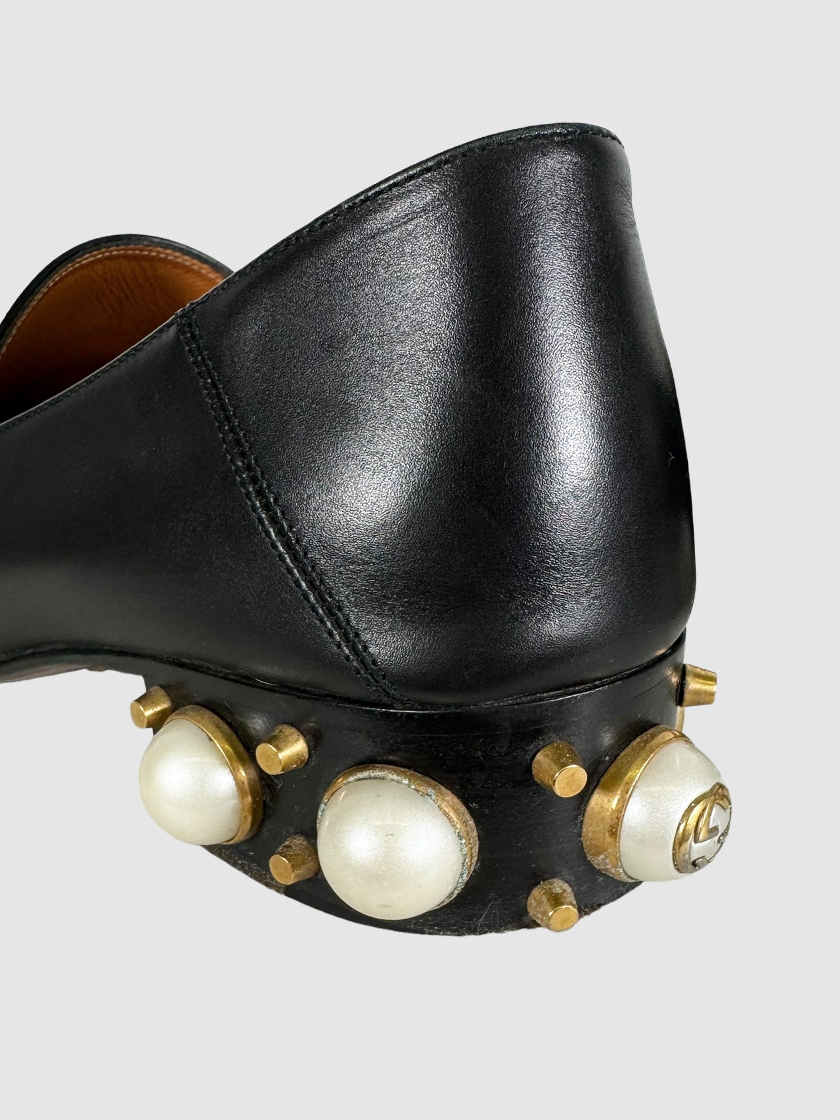 Gucci Faux Pearl Leather Loafers - Size 37.5