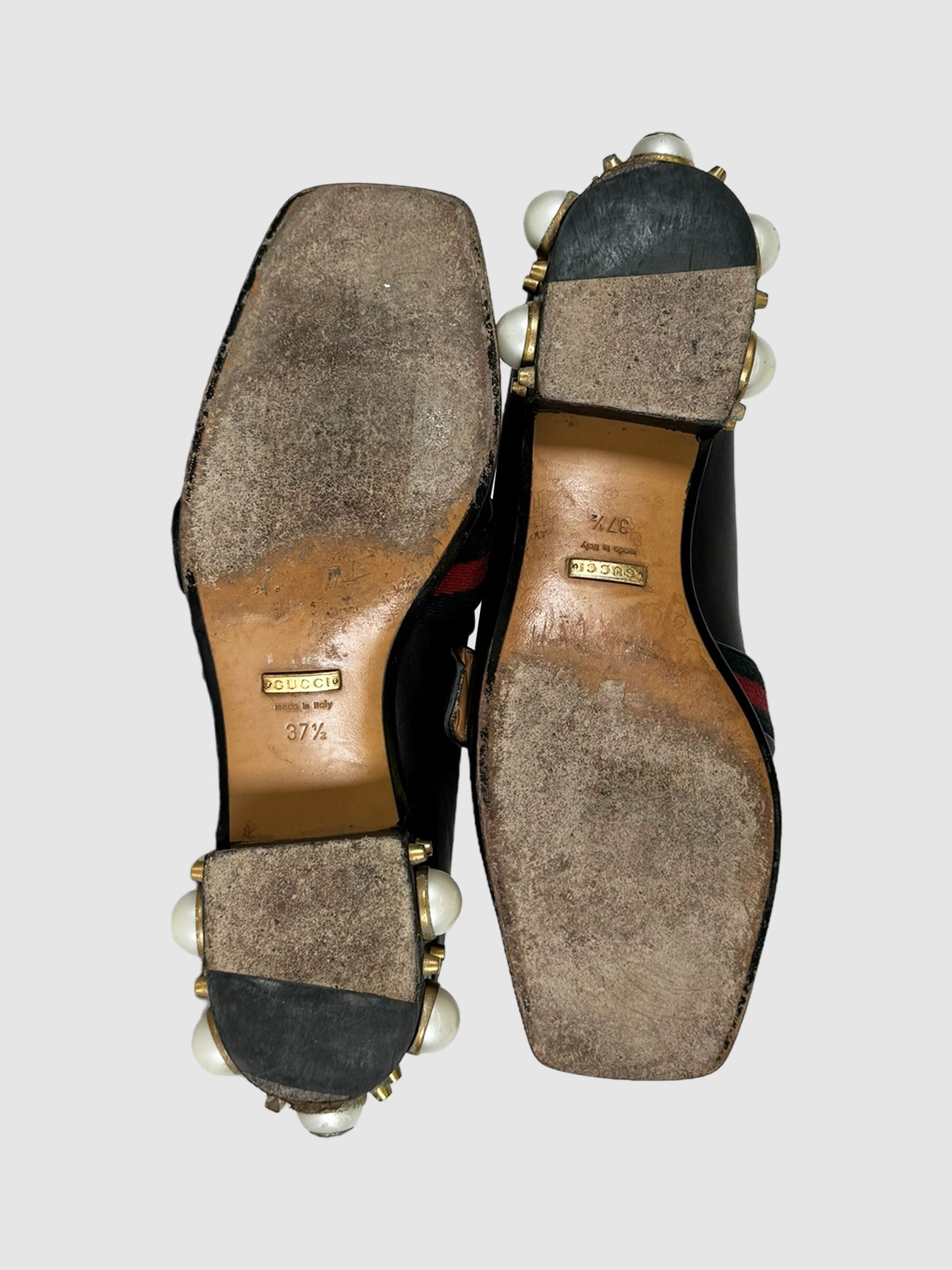 Gucci Faux Pearl Leather Loafers - Size 37.5