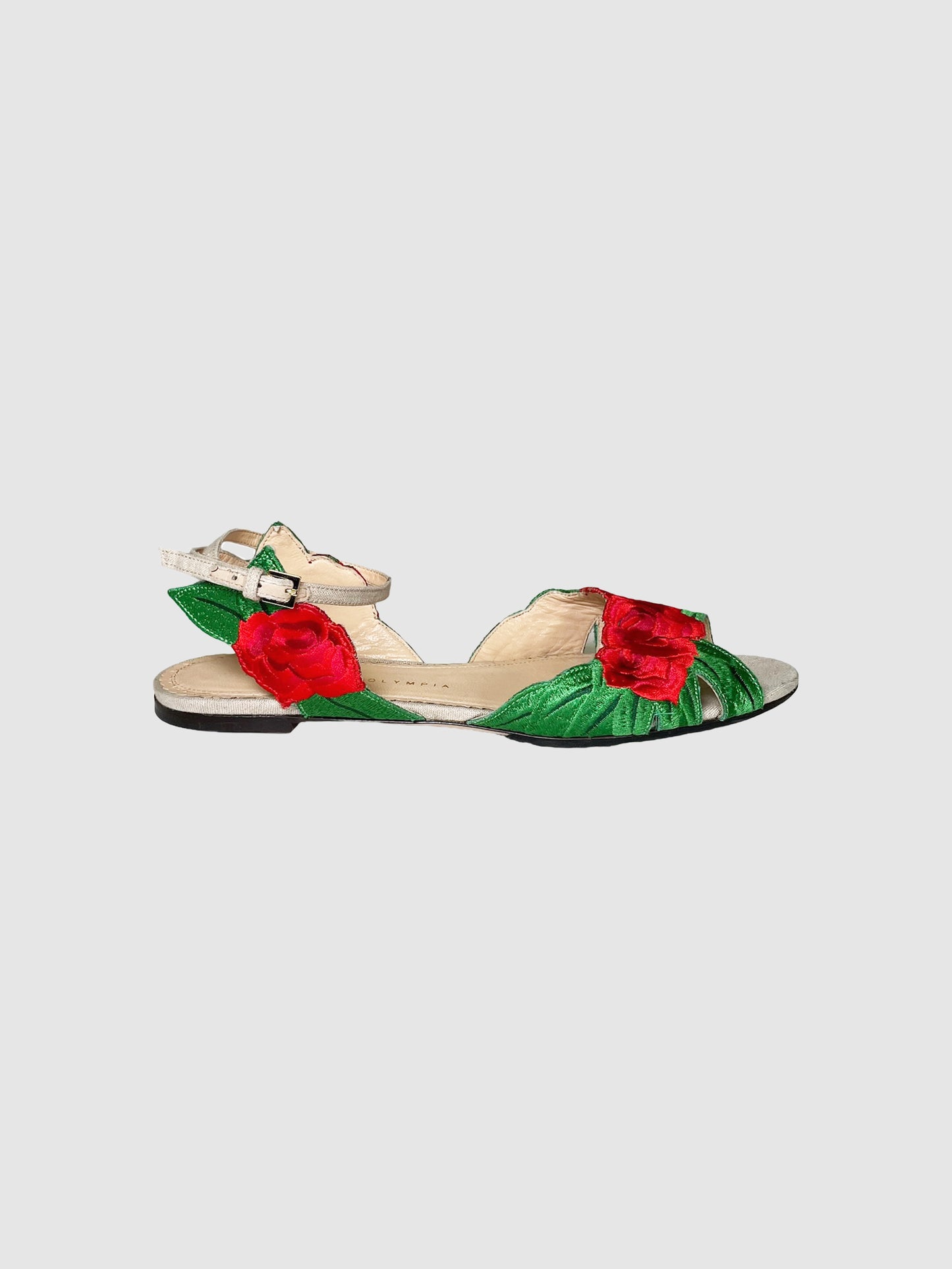 Floral Embroidered Sandals - Size 38.5
