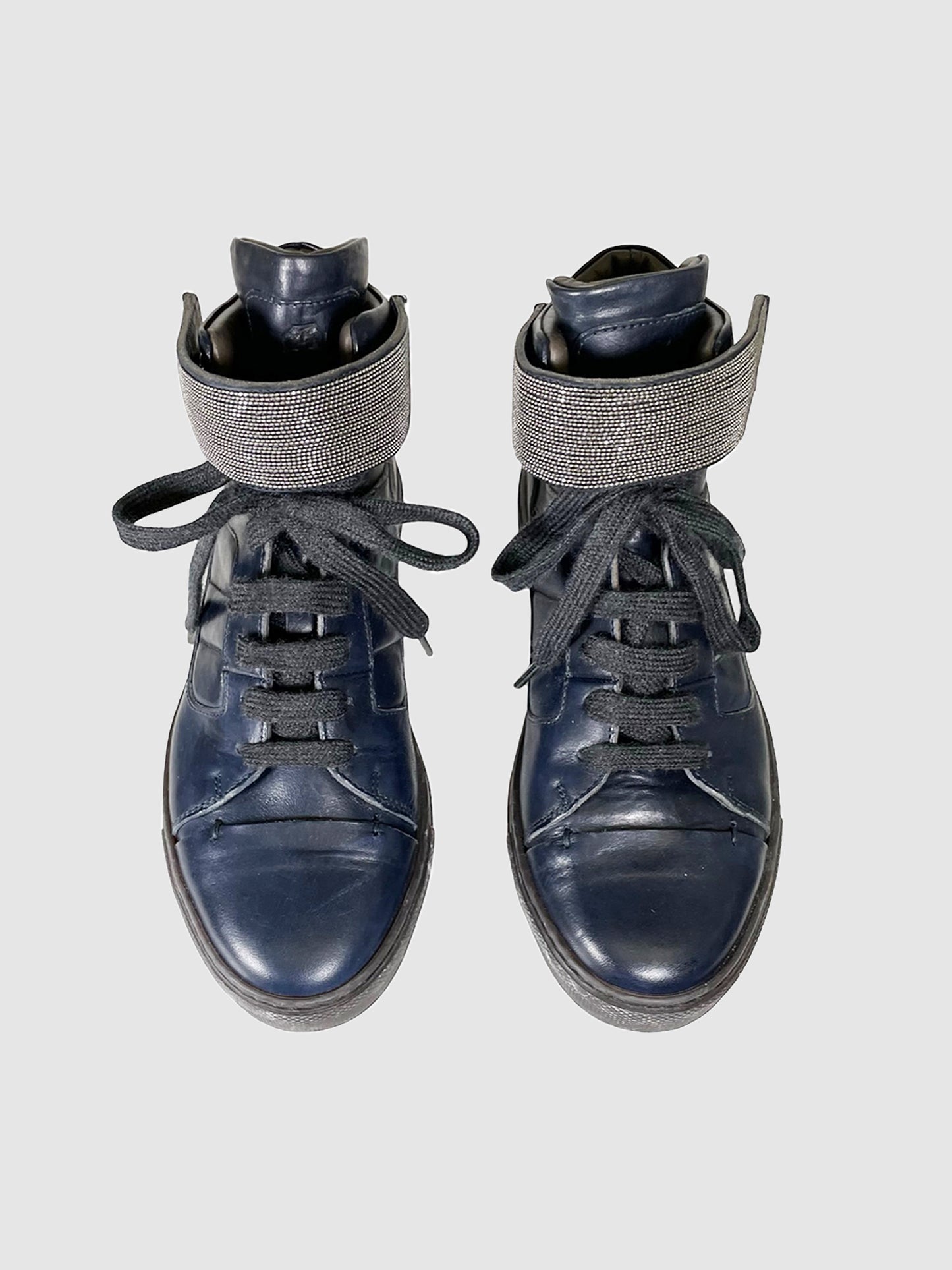 High Top Leather Sneakers - Size 36.5