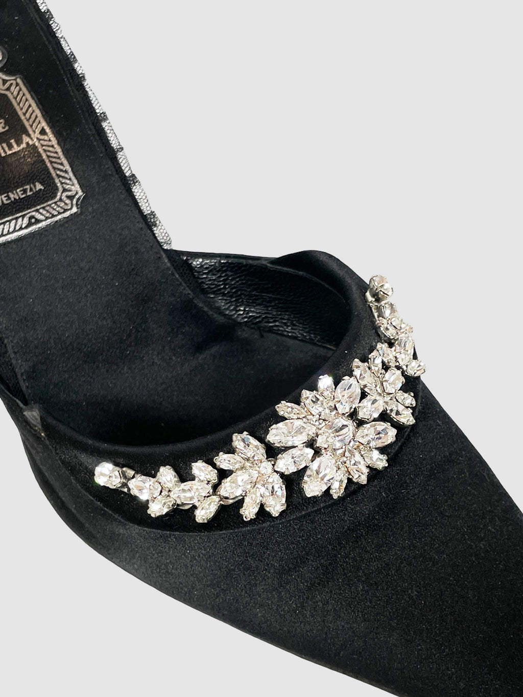 Satin Mules with Floral Embellishing - Size 38