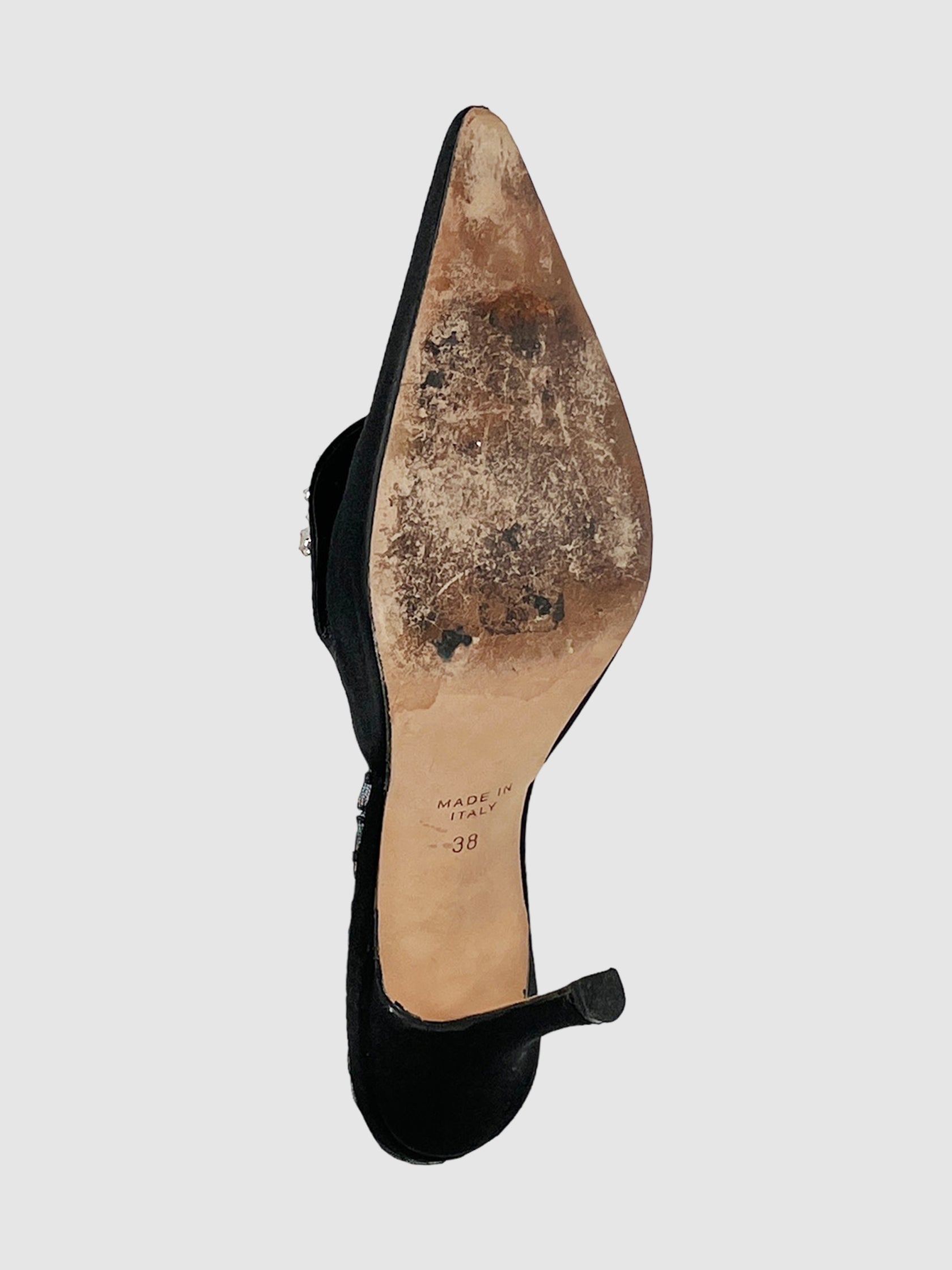 Satin Mules with Floral Embellishing - Size 38