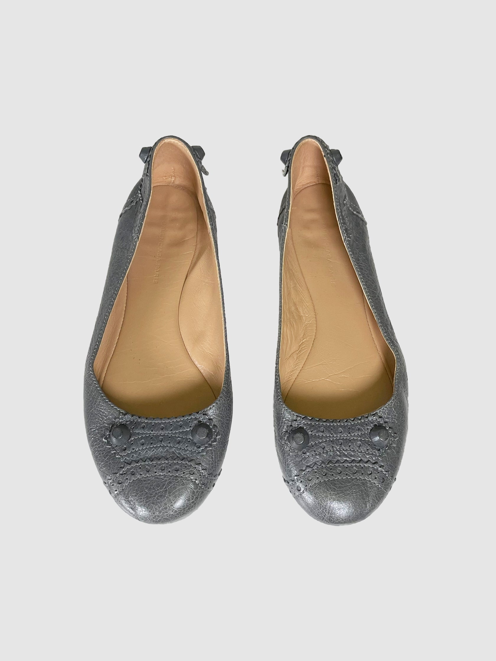 Balenciaga Leather Ballerina Flats - Size 38