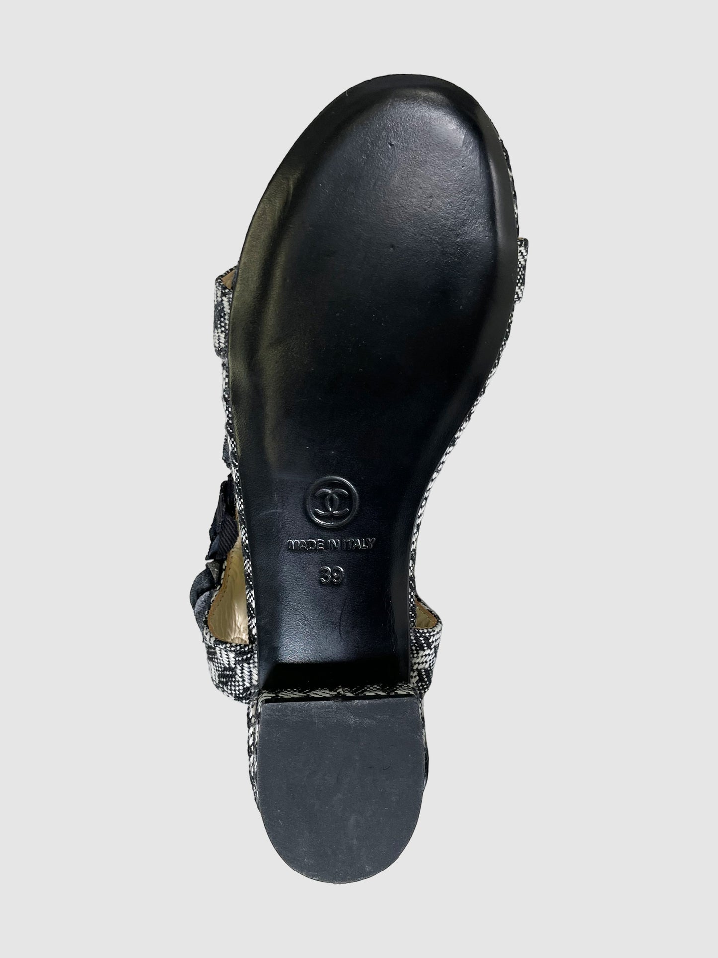 Houndstooth Floral Ankle Strap Sandals - Size 39