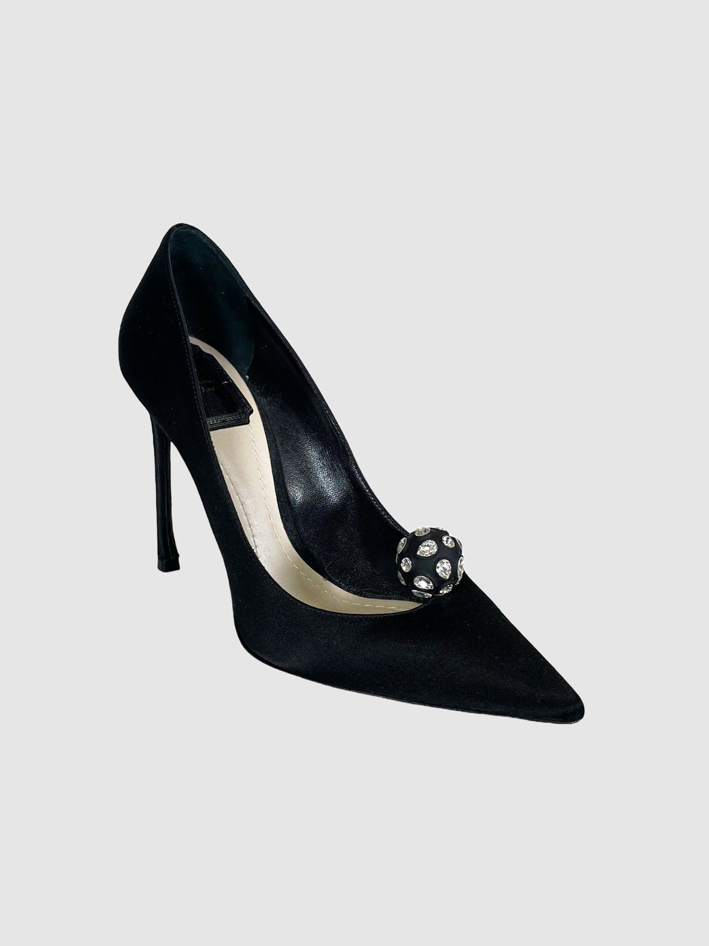 Satin Comete Pointed Toe Pumps - Size 37.5