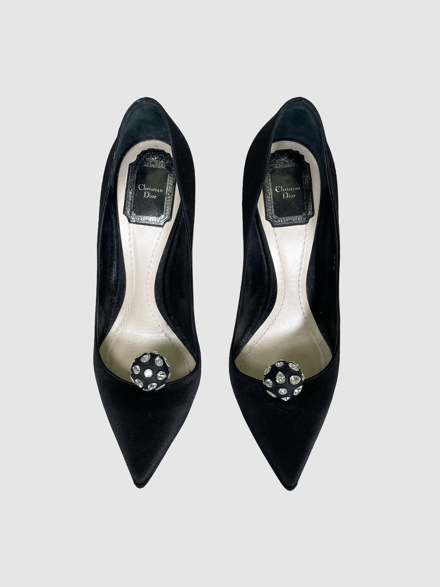 Satin Comete Pointed Toe Pumps - Size 37.5