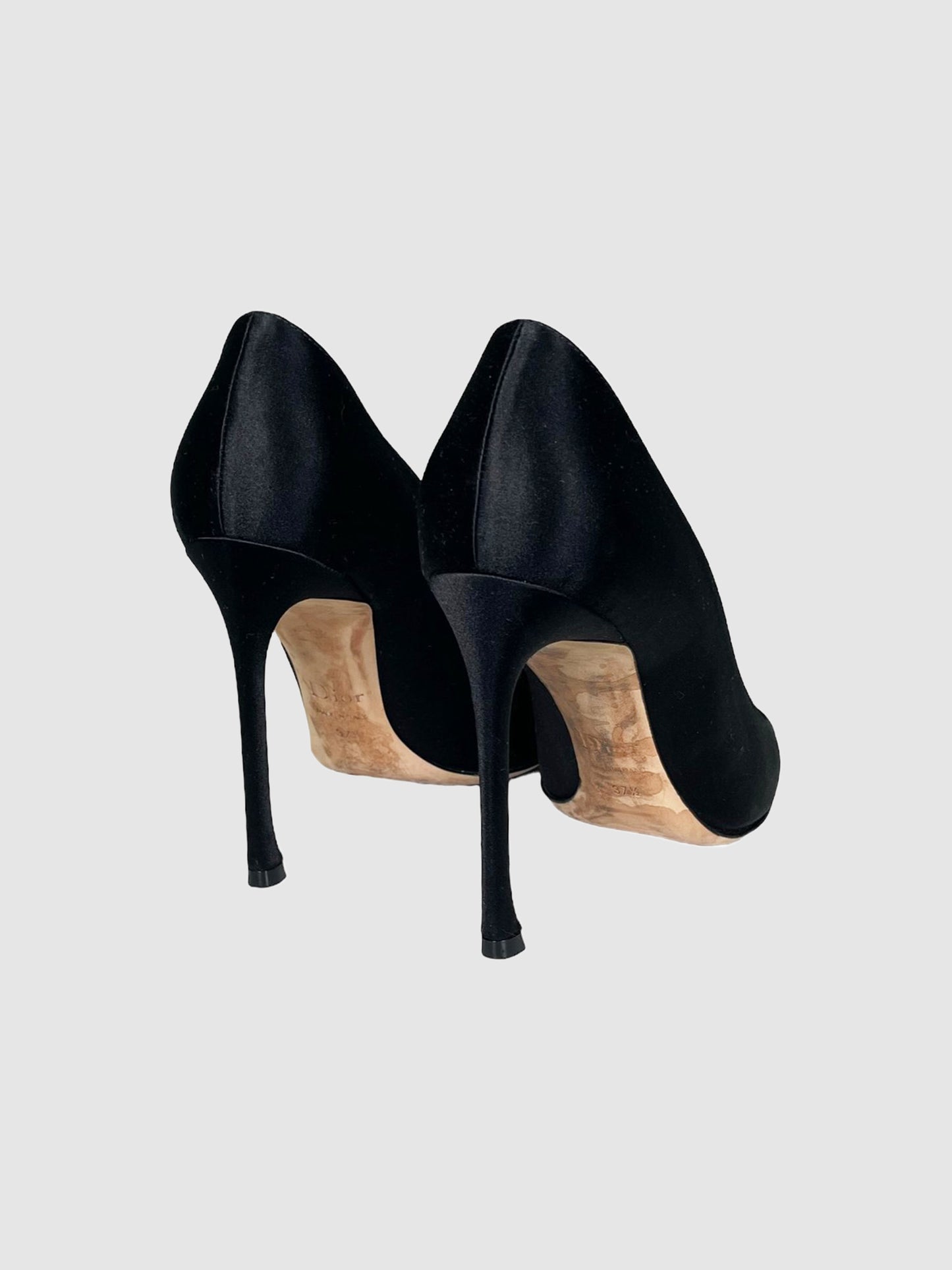 Satin Comete Pointed Toe Pumps - Size 37.5