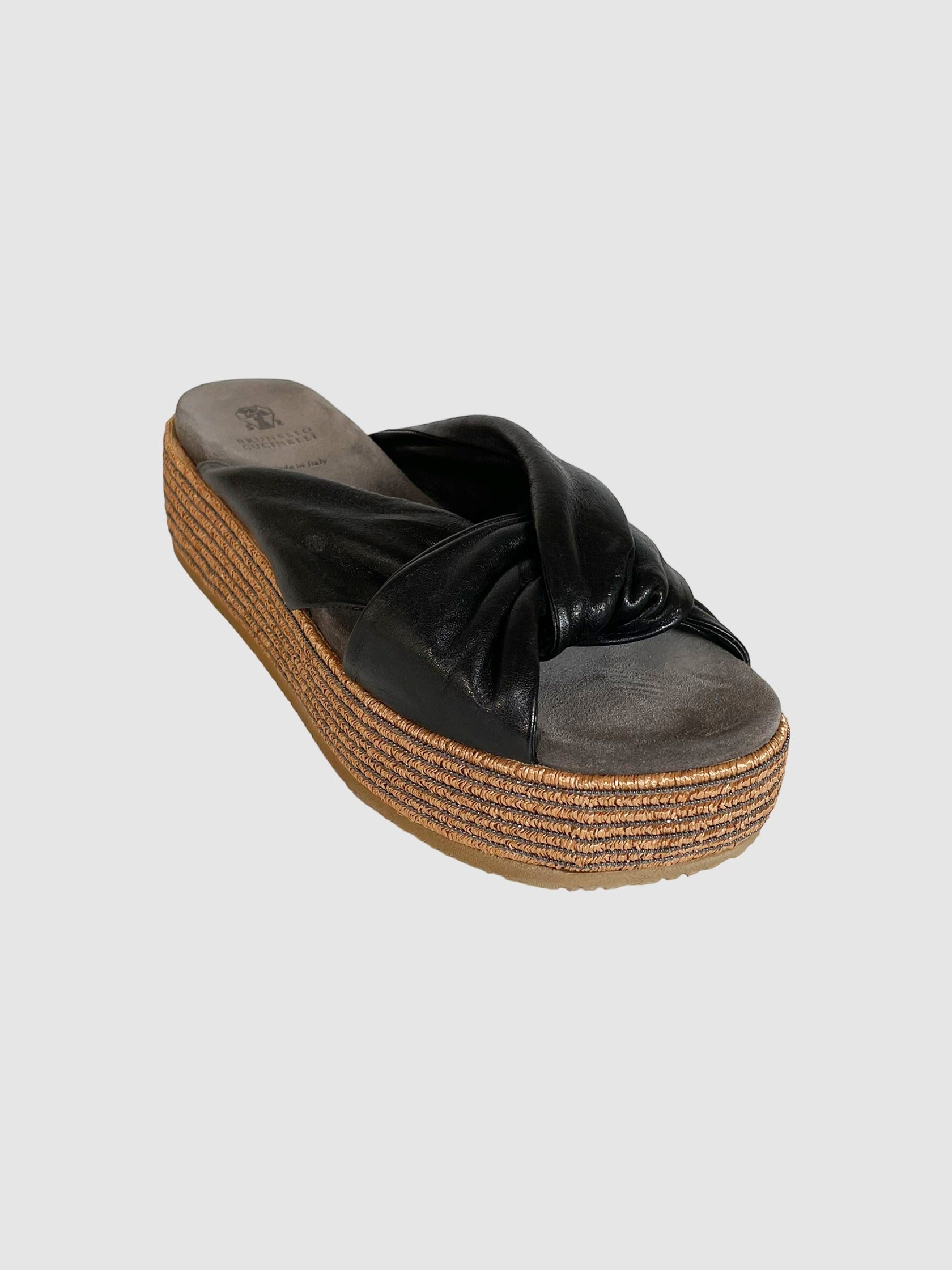Leather Flatform Espadrilles - Size 41
